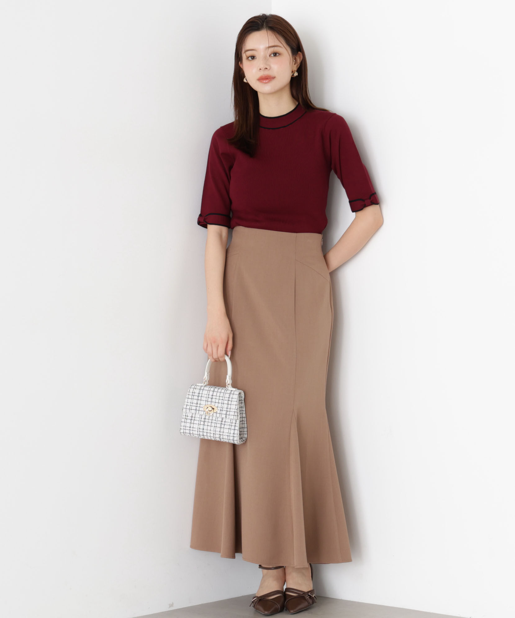 PROPORTION BODY DRESSING「＜ハンドウォッシャブル＞リボンスリーブ配色ニット」|ニット・セーター|