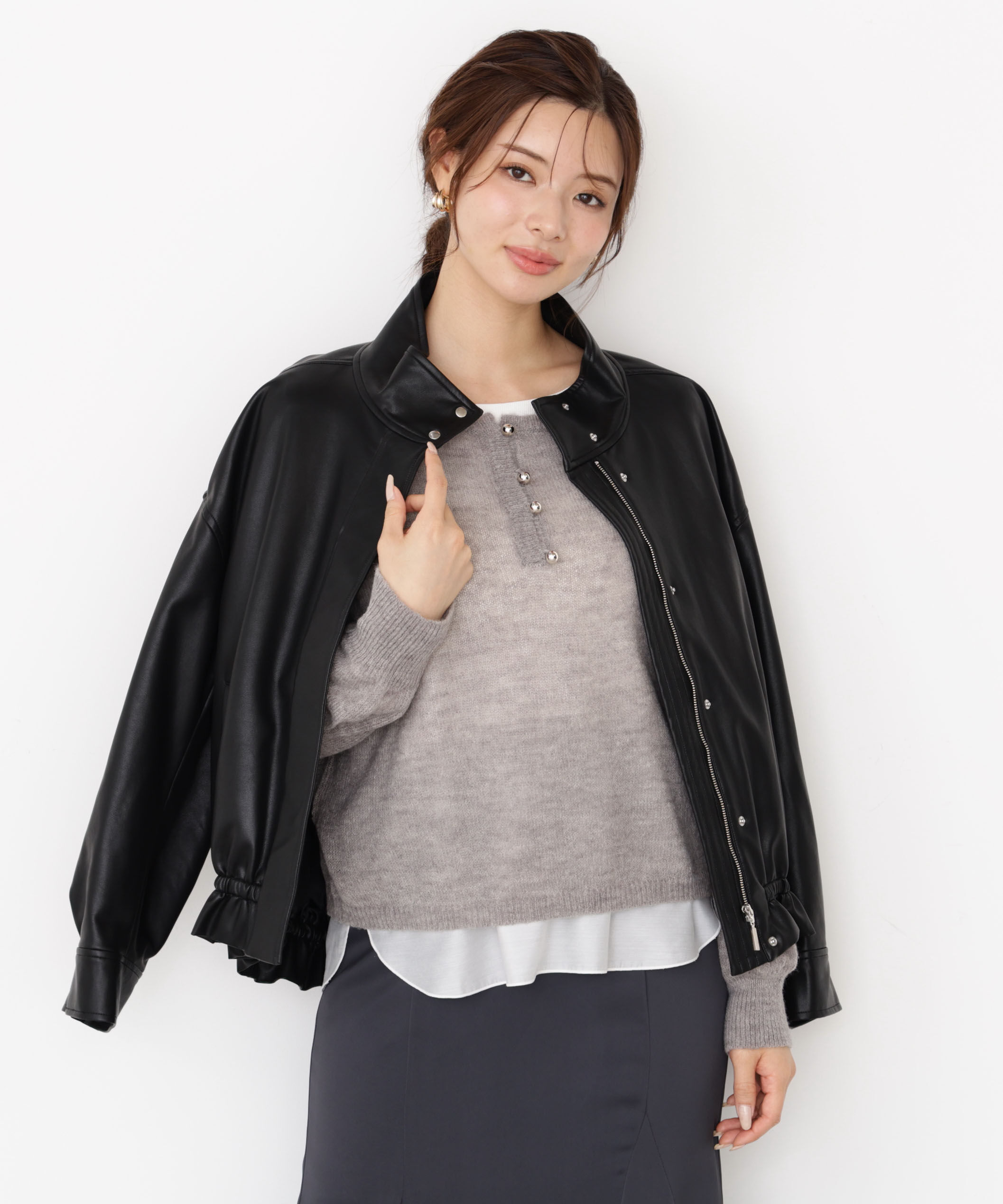 PROPORTION BODY DRESSING「合皮ドロストブルゾン 25AW」|ブルゾン・スタジャン|