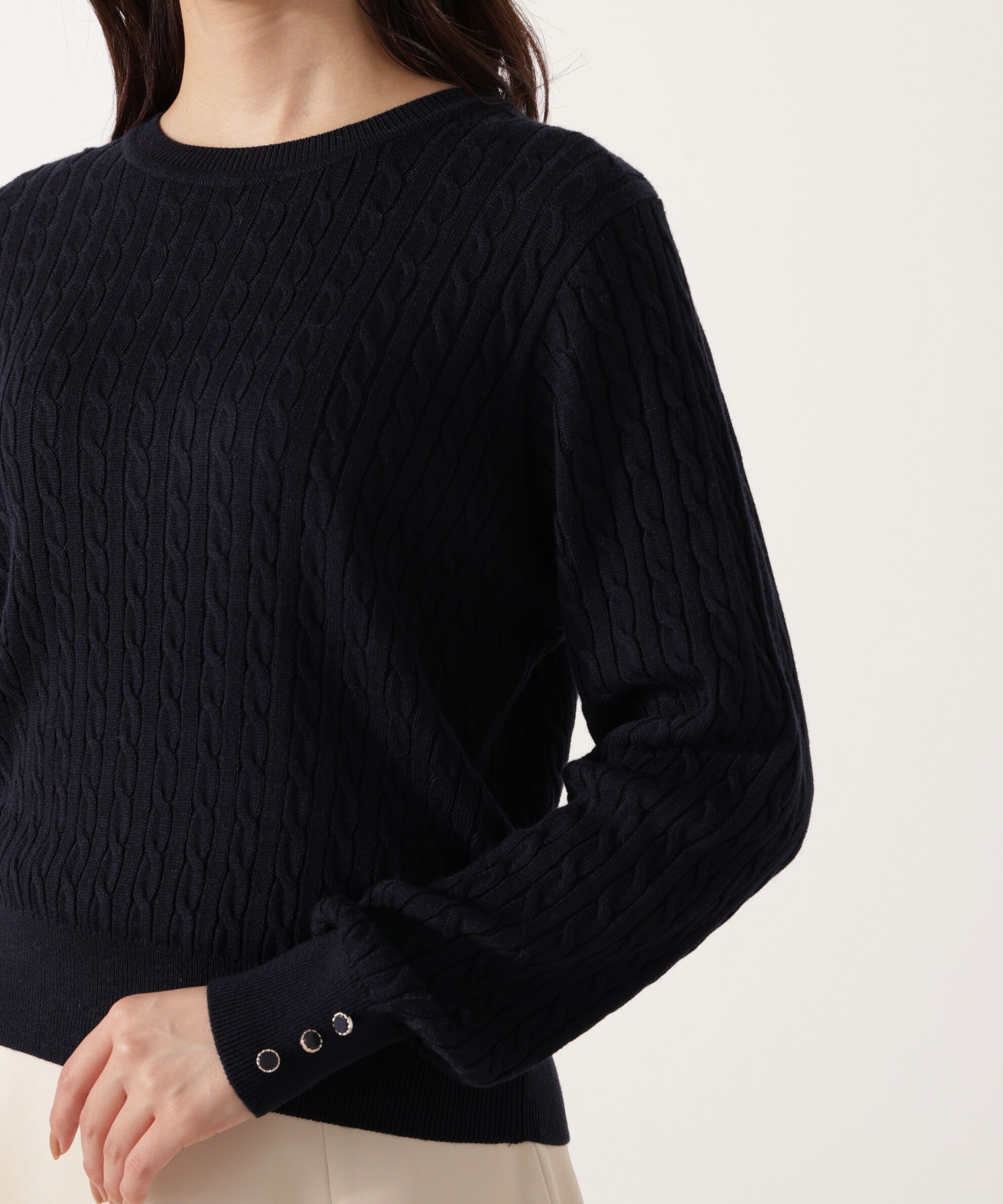 PROPORTION BODY DRESSING「＜ハンドウォッシャブル＞袖釦ミニケーブルニット」|ニット・セーター|