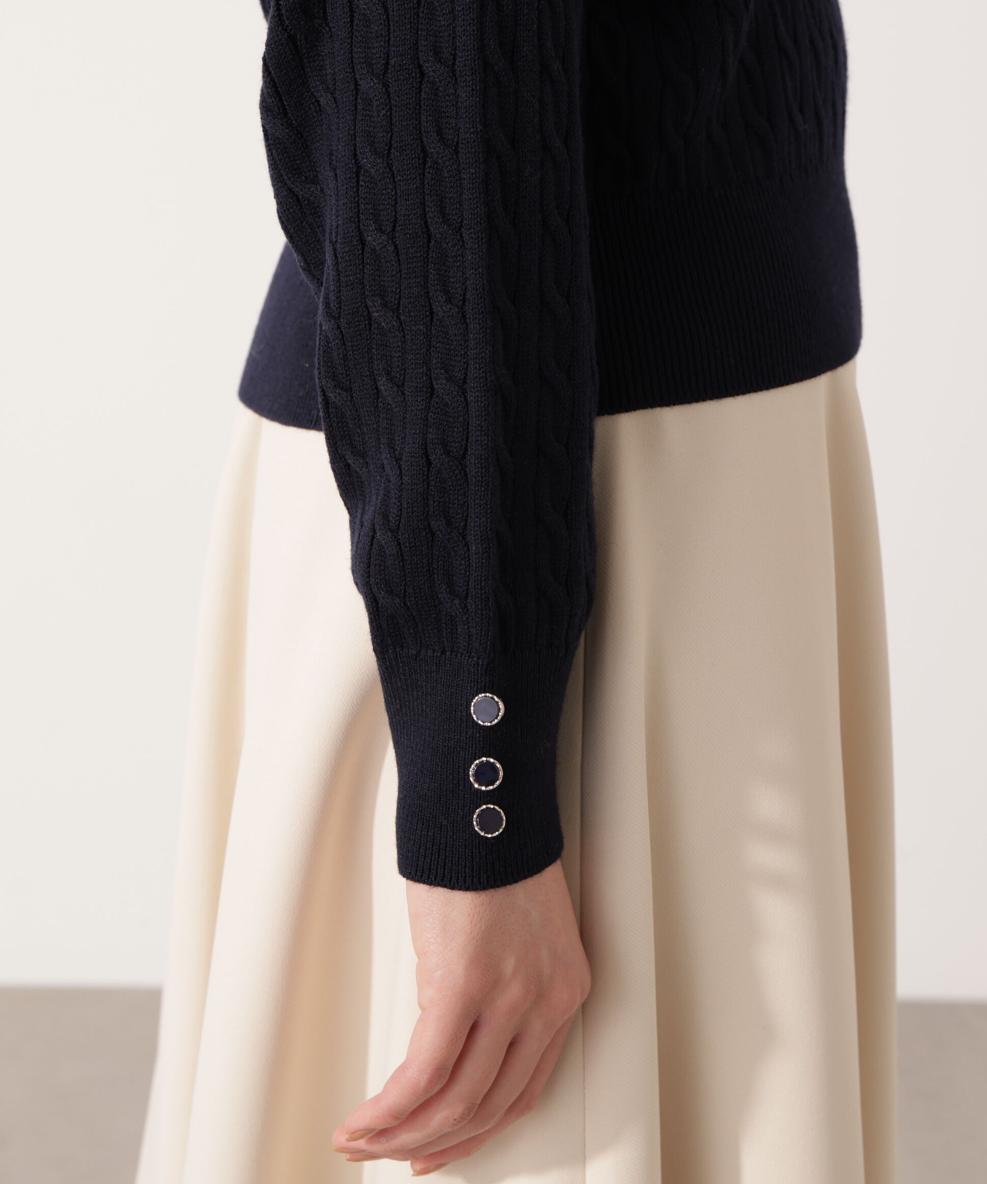 PROPORTION BODY DRESSING「＜ハンドウォッシャブル＞袖釦ミニケーブルニット」|ニット・セーター|