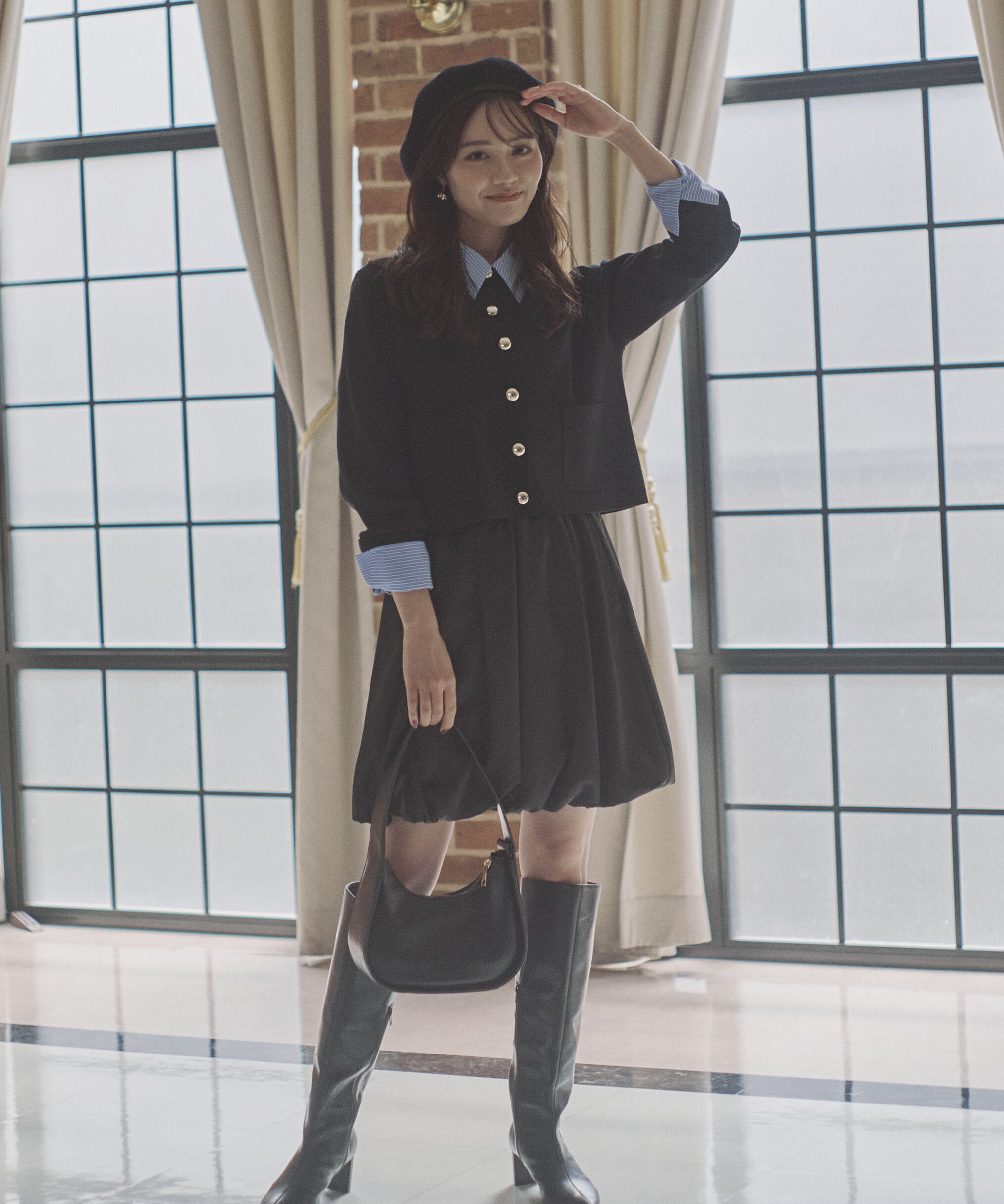 PROPORTION BODY DRESSING「＜ウォッシャブル＞バルーンミニスカート」|スカート|ブラック