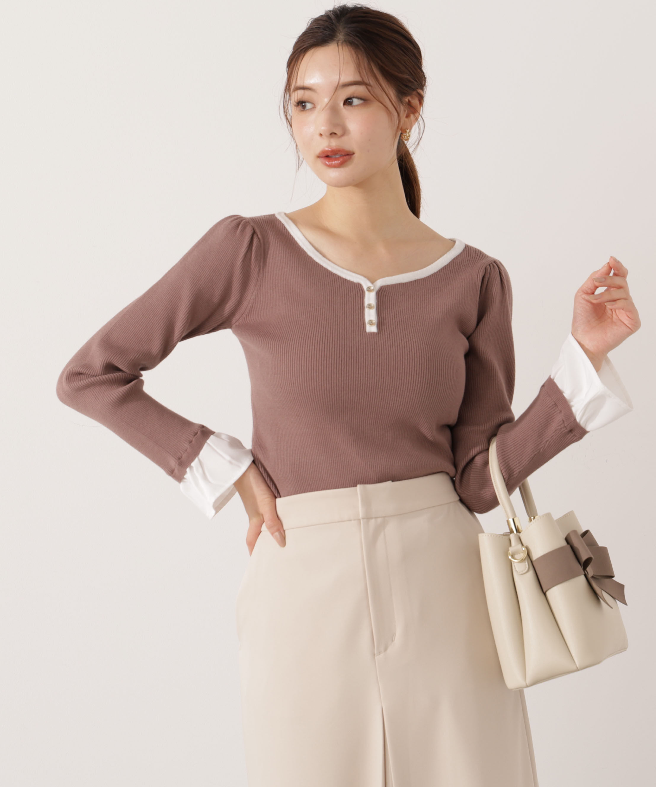 PROPORTION BODY DRESSING「異素材スリーブニット 25AW」|ニット・セーター|