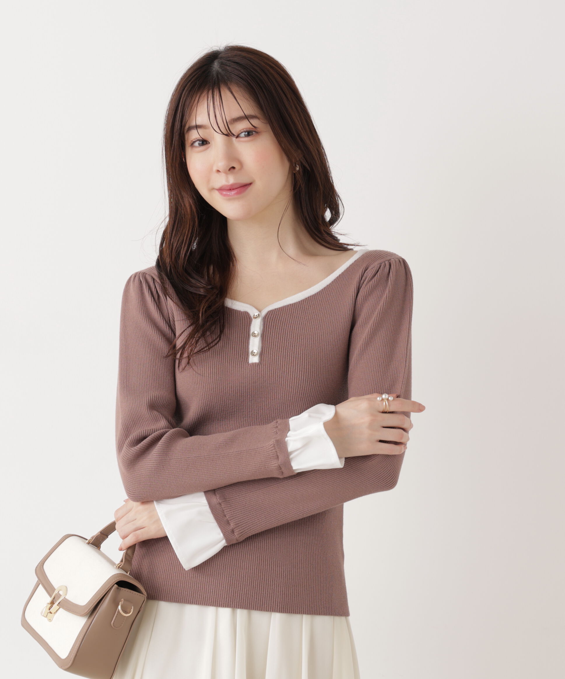 PROPORTION BODY DRESSING「異素材スリーブニット 25AW」|ニット・セーター|