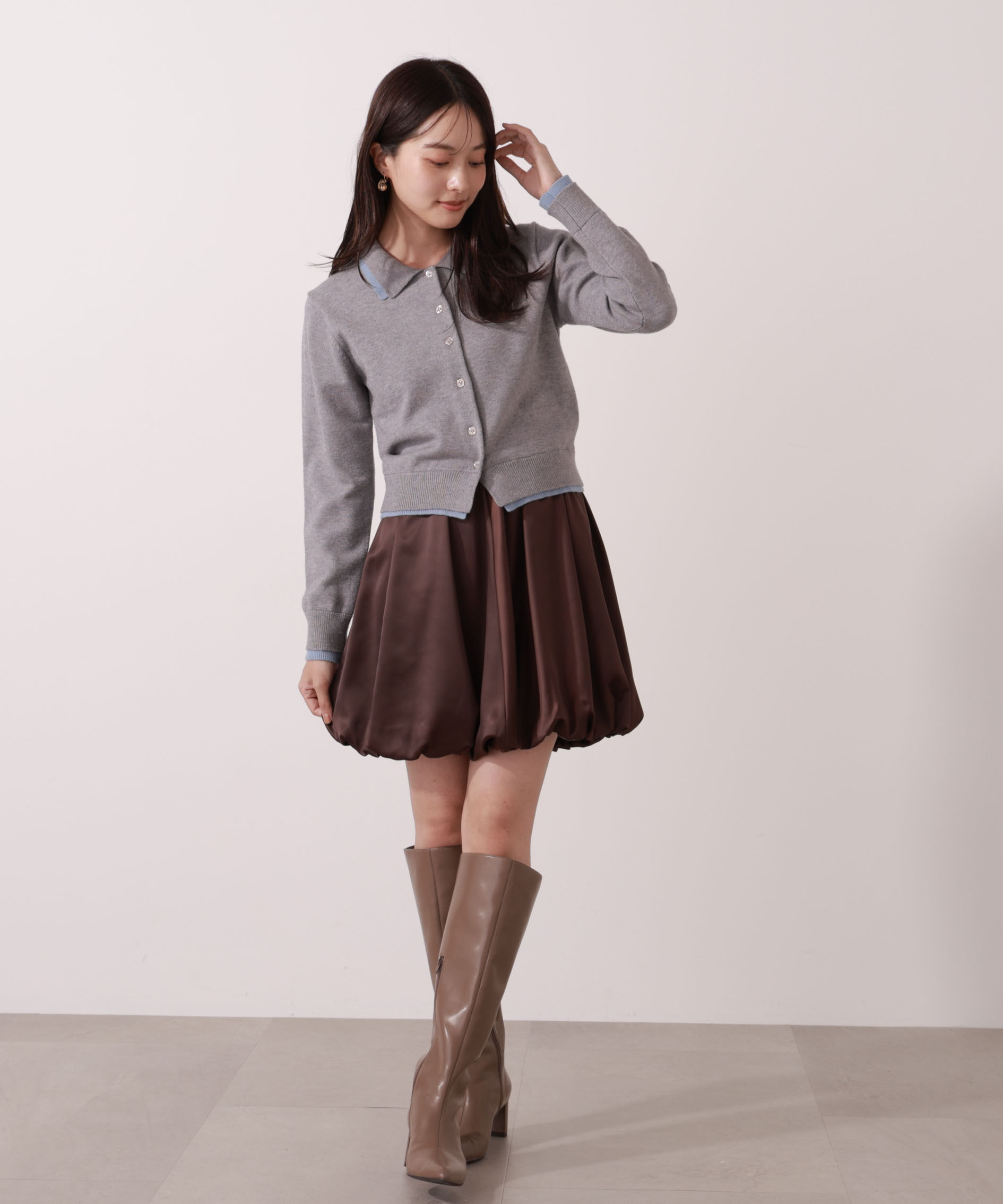 PROPORTION BODY DRESSING「＜ウォッシャブル＞ポロレイヤード風ニット」|カーディガン|