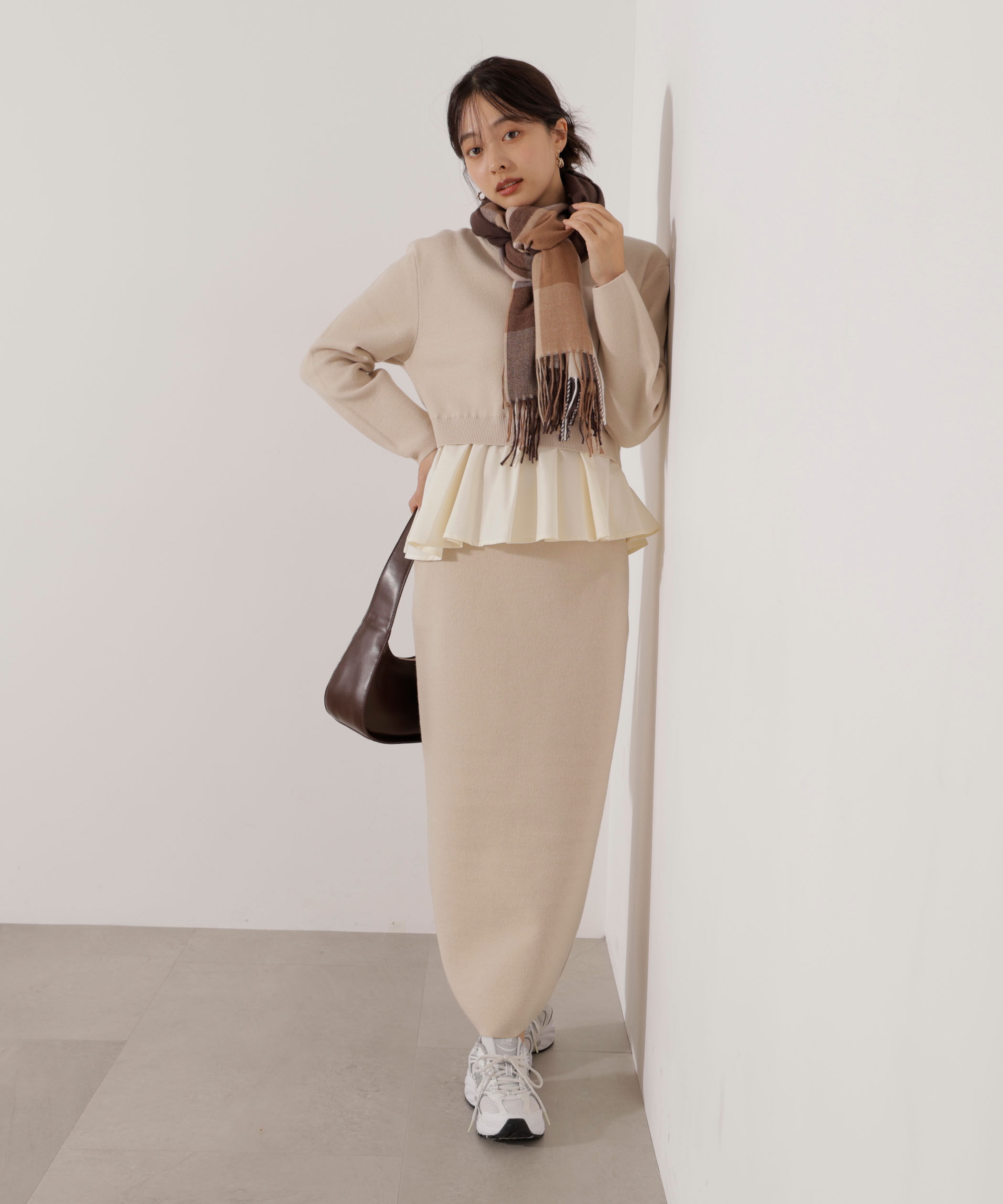 PROPORTION BODY DRESSING「＜ウォッシャブル＞ランダムヘムペプラムニットSETUP 25AW」|ワンピース|
