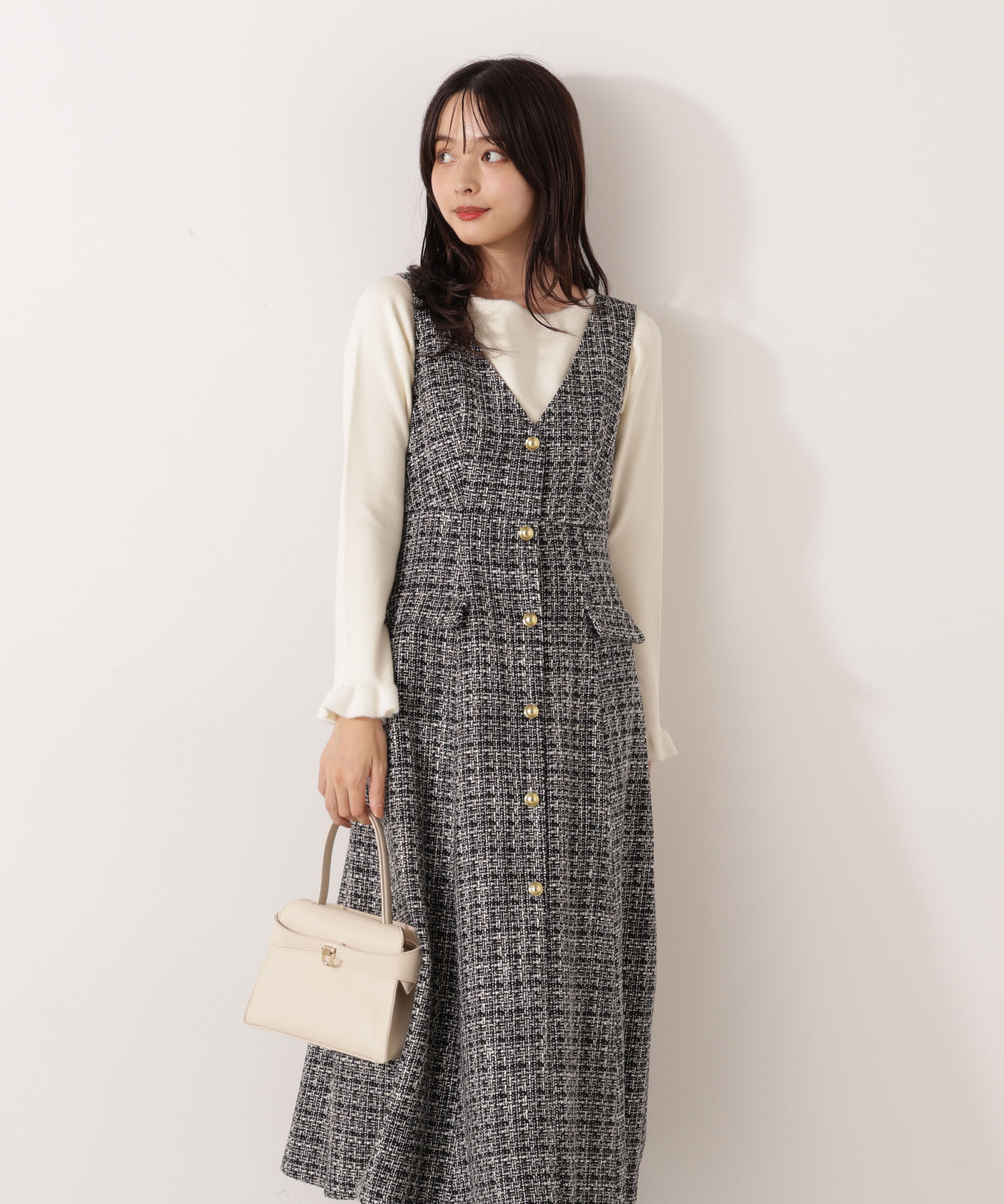 PROPORTION BODY DRESSING「ミックスツイードロングジャンスカ  25AW」|ワンピース|