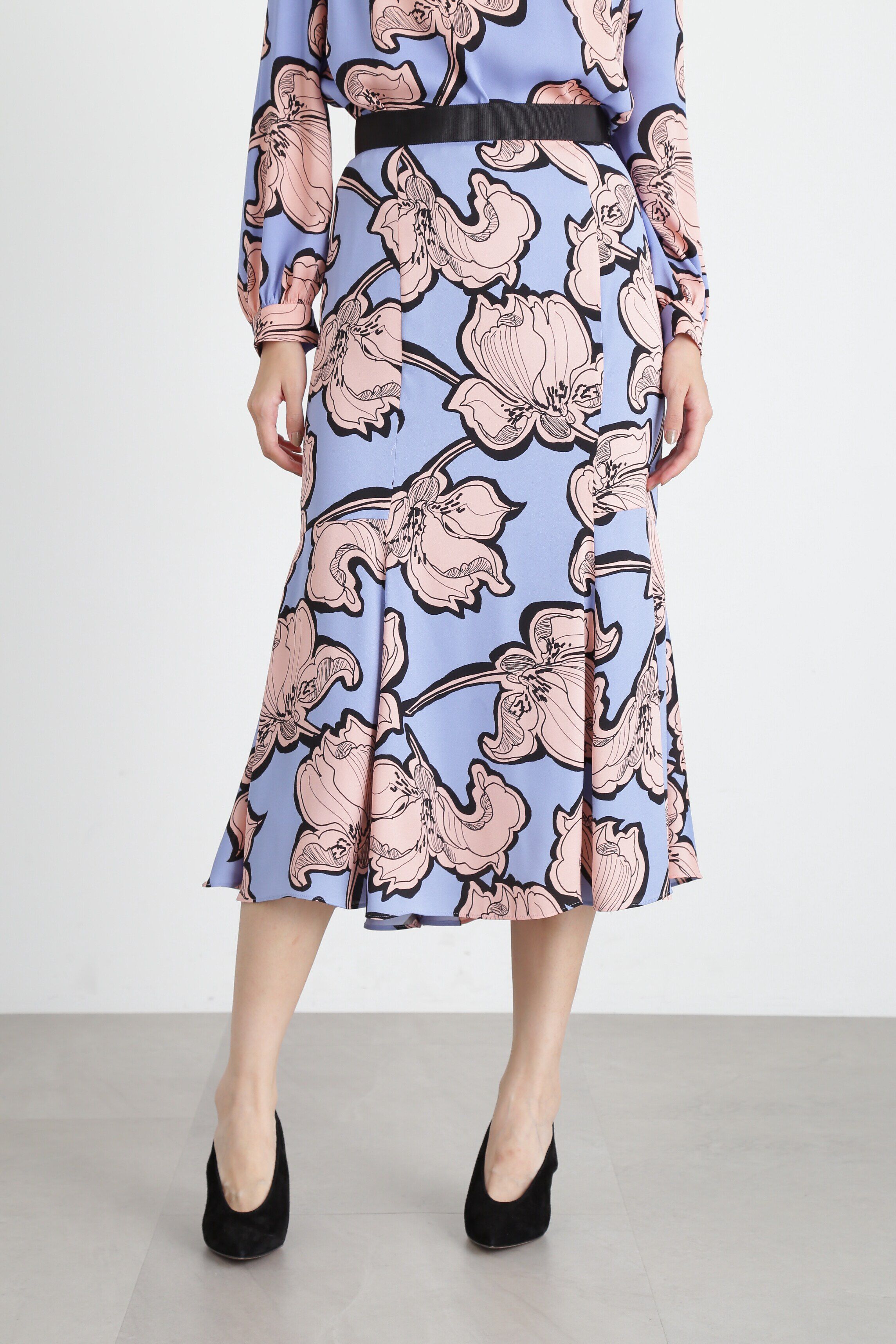  「◆アブストラクトリーフプリントスカート」|スカート|