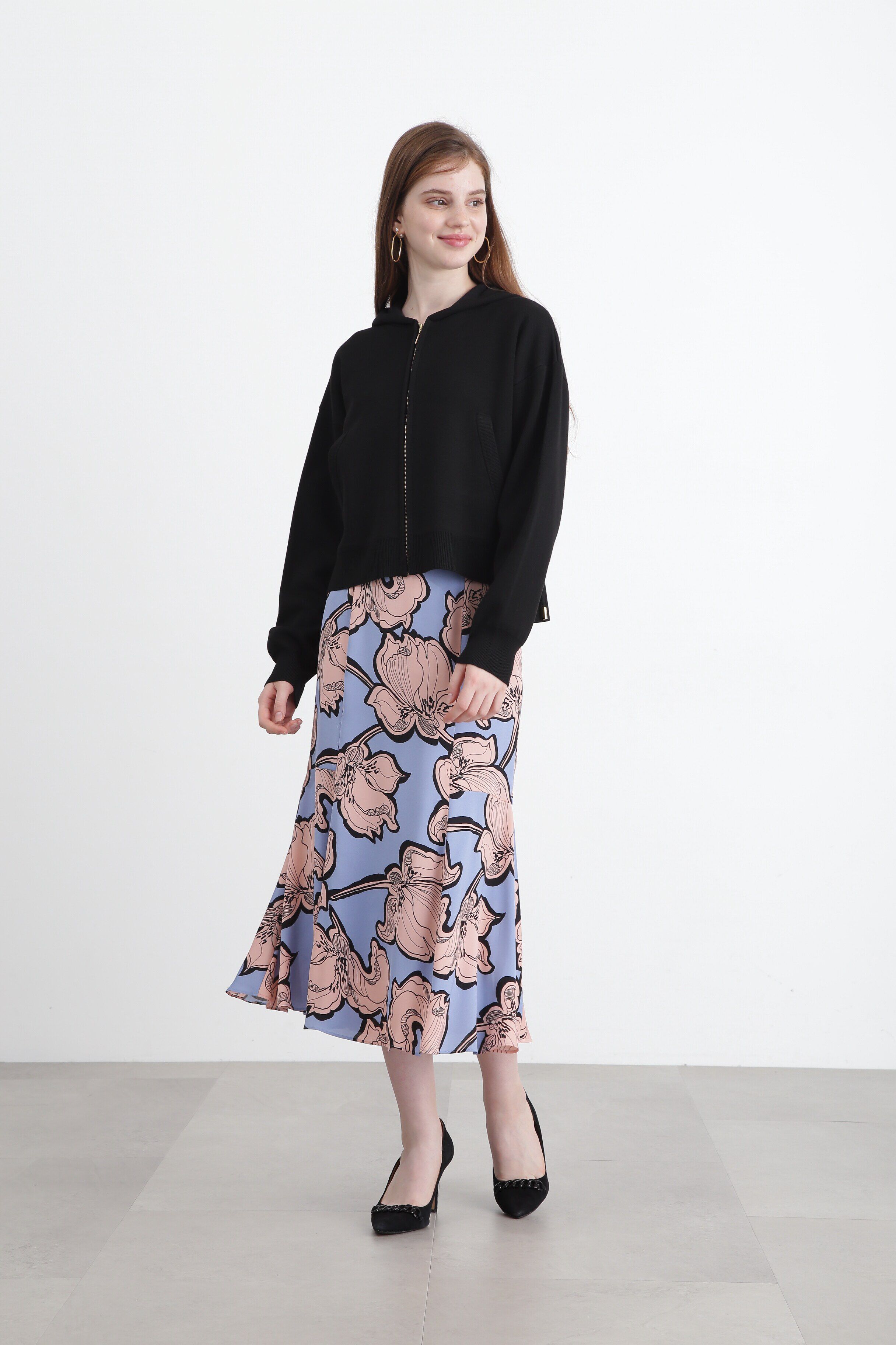  「◆アブストラクトリーフプリントスカート」|スカート|