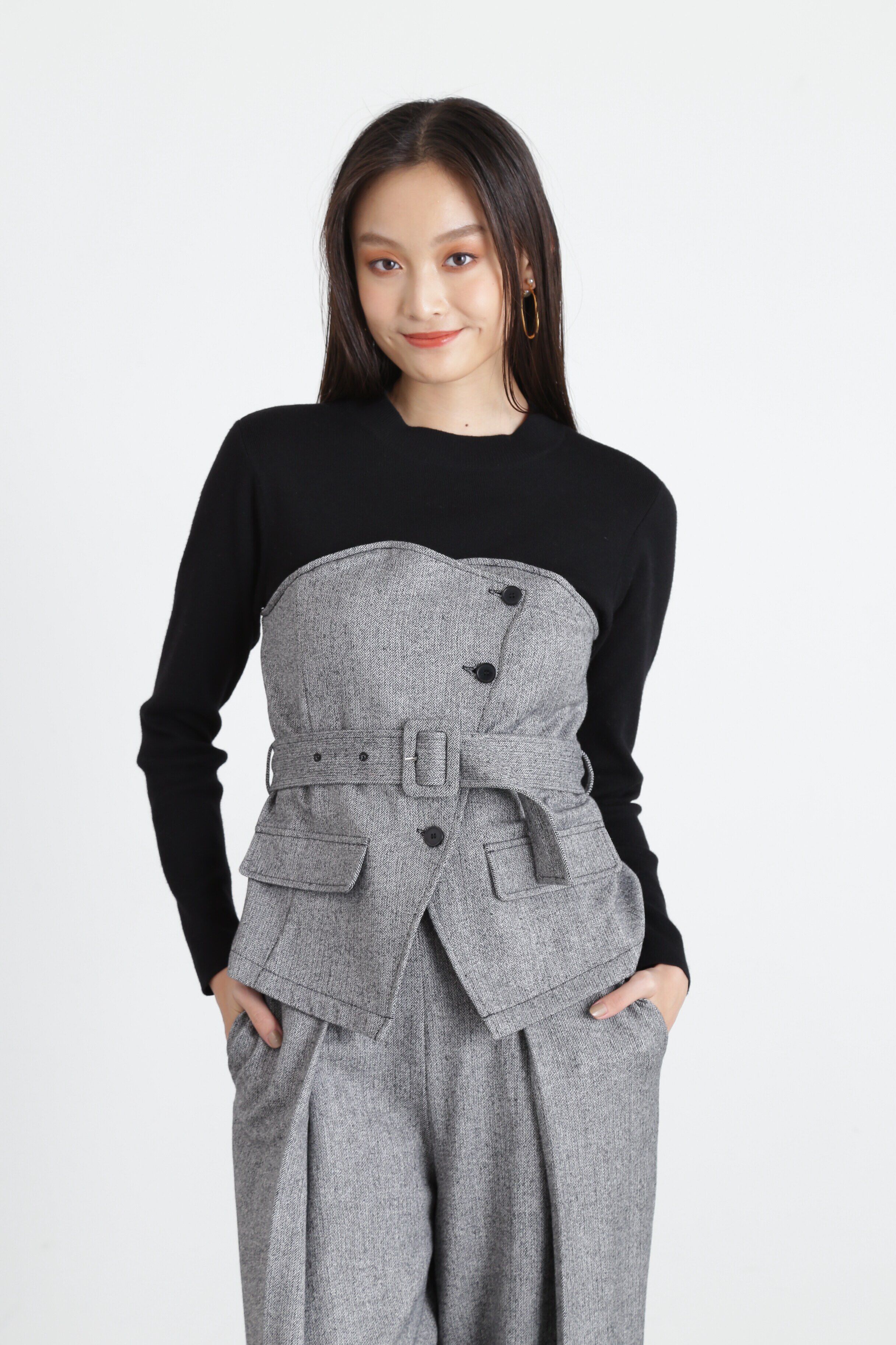  「◆ヘリンボンコンビニットプルオーバー」|ニット・セーター|