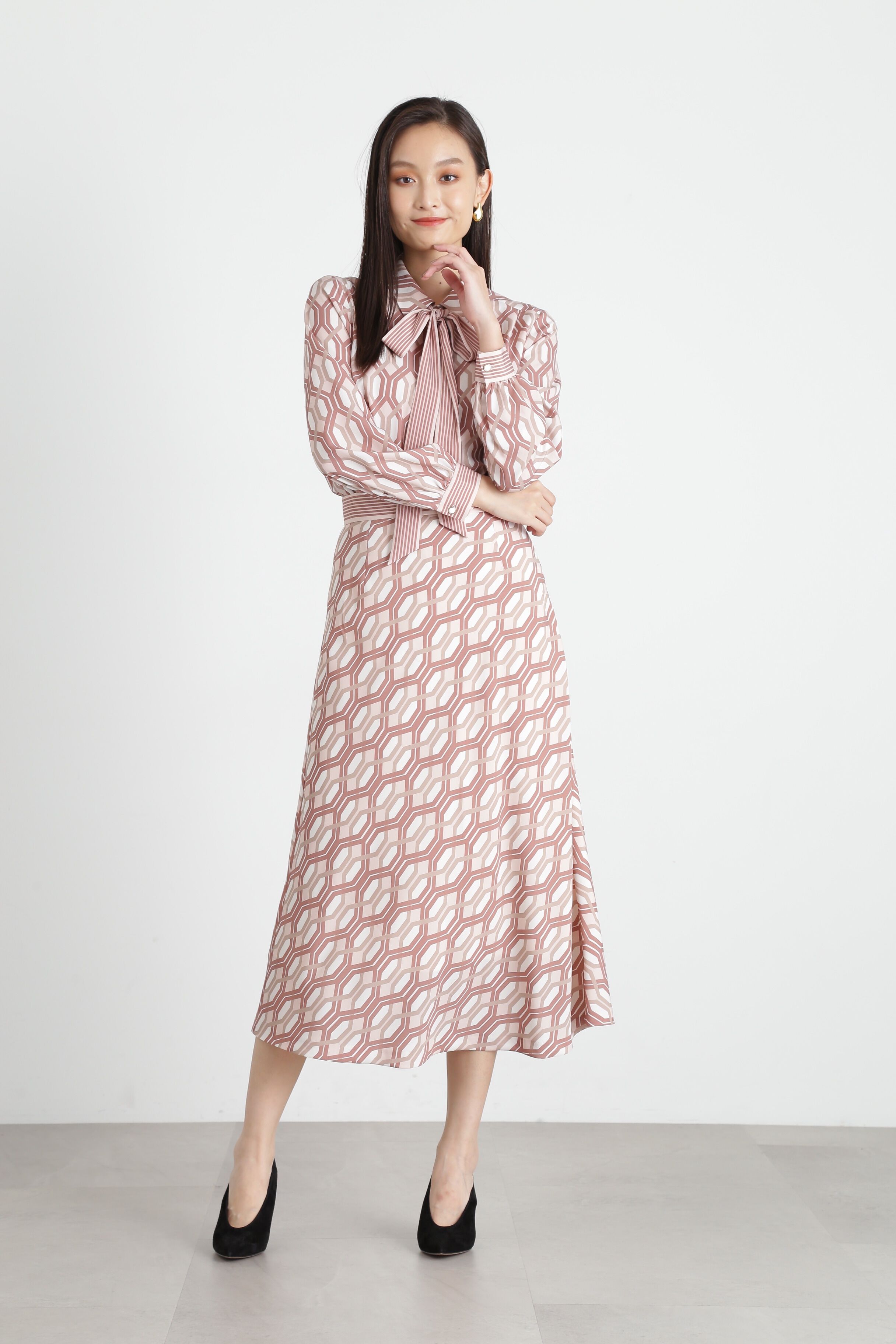  「ジオメトリックラインプリントスカート」|スカート|