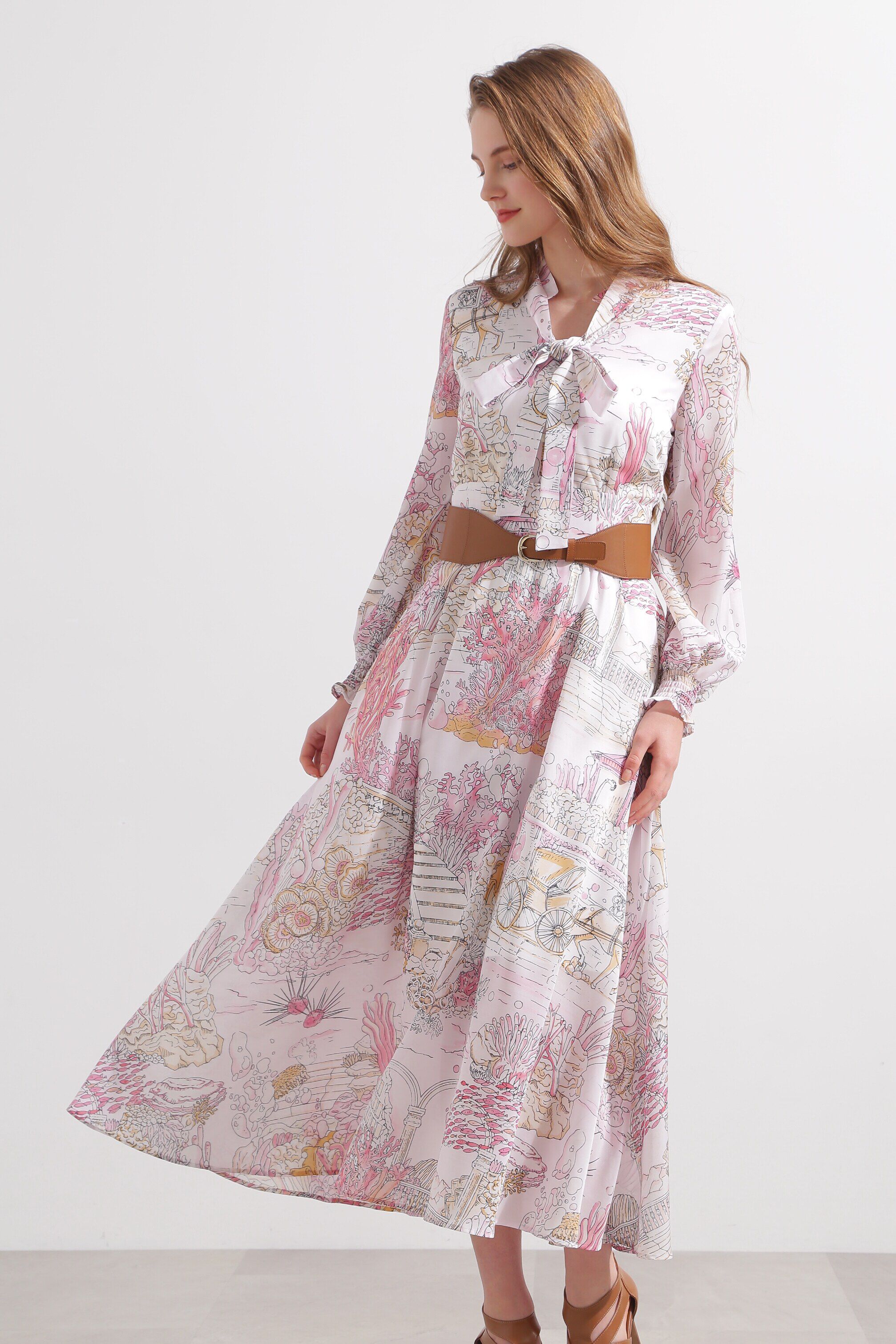  「◆ノーティカルプリントワンピース」|ワンピース|ピンク1