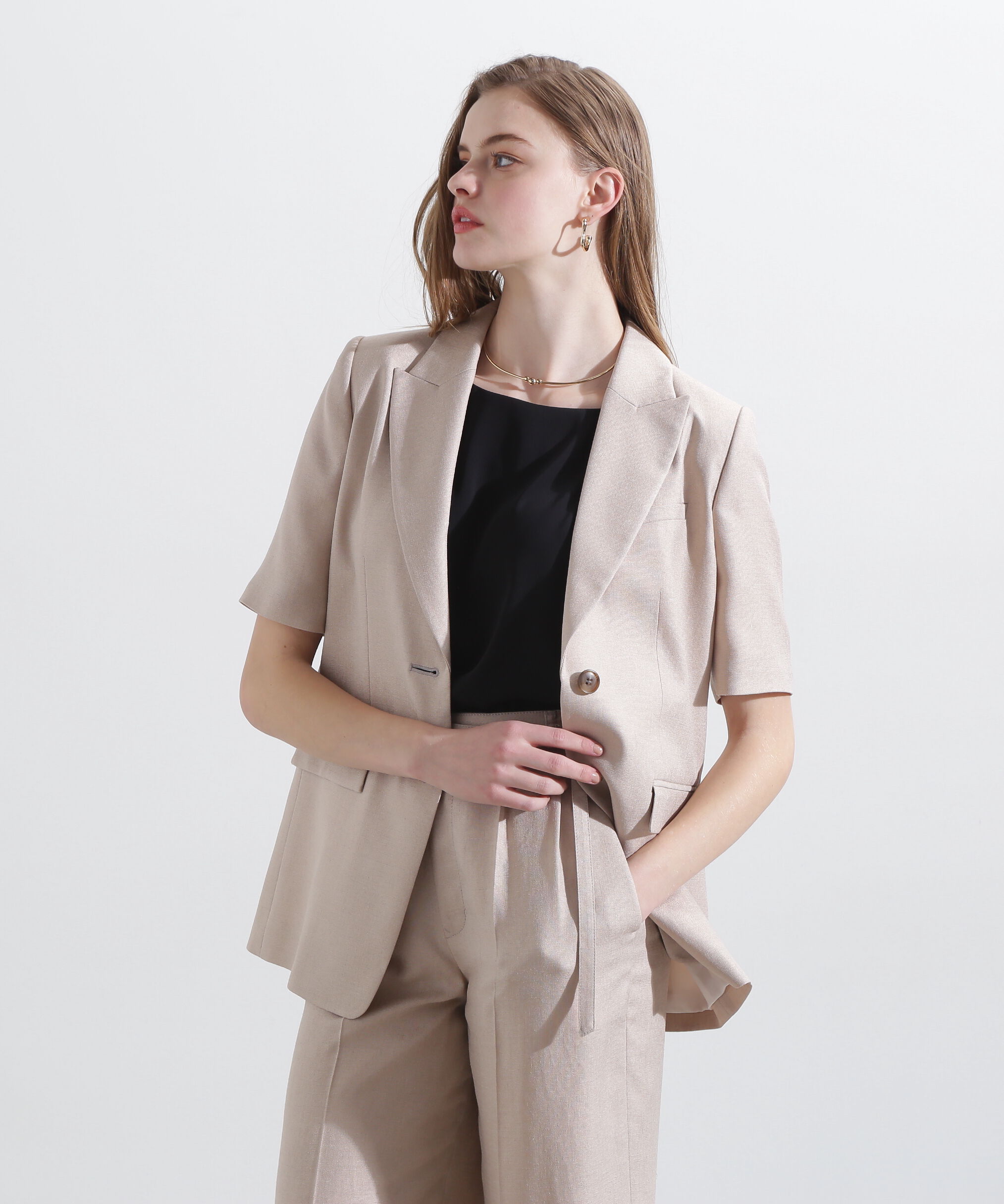  「◆ハーフスリーブテーラードジャケット」|その他|トープ1