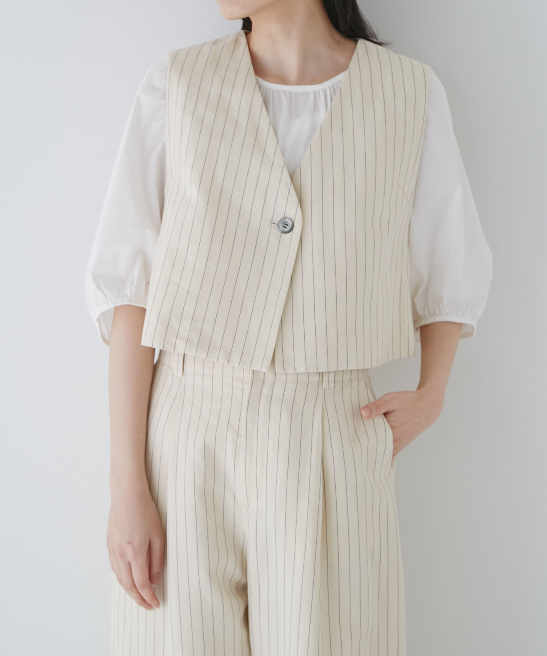  「◆綿麻ストライプジレ」|シャツ・ブラウス|