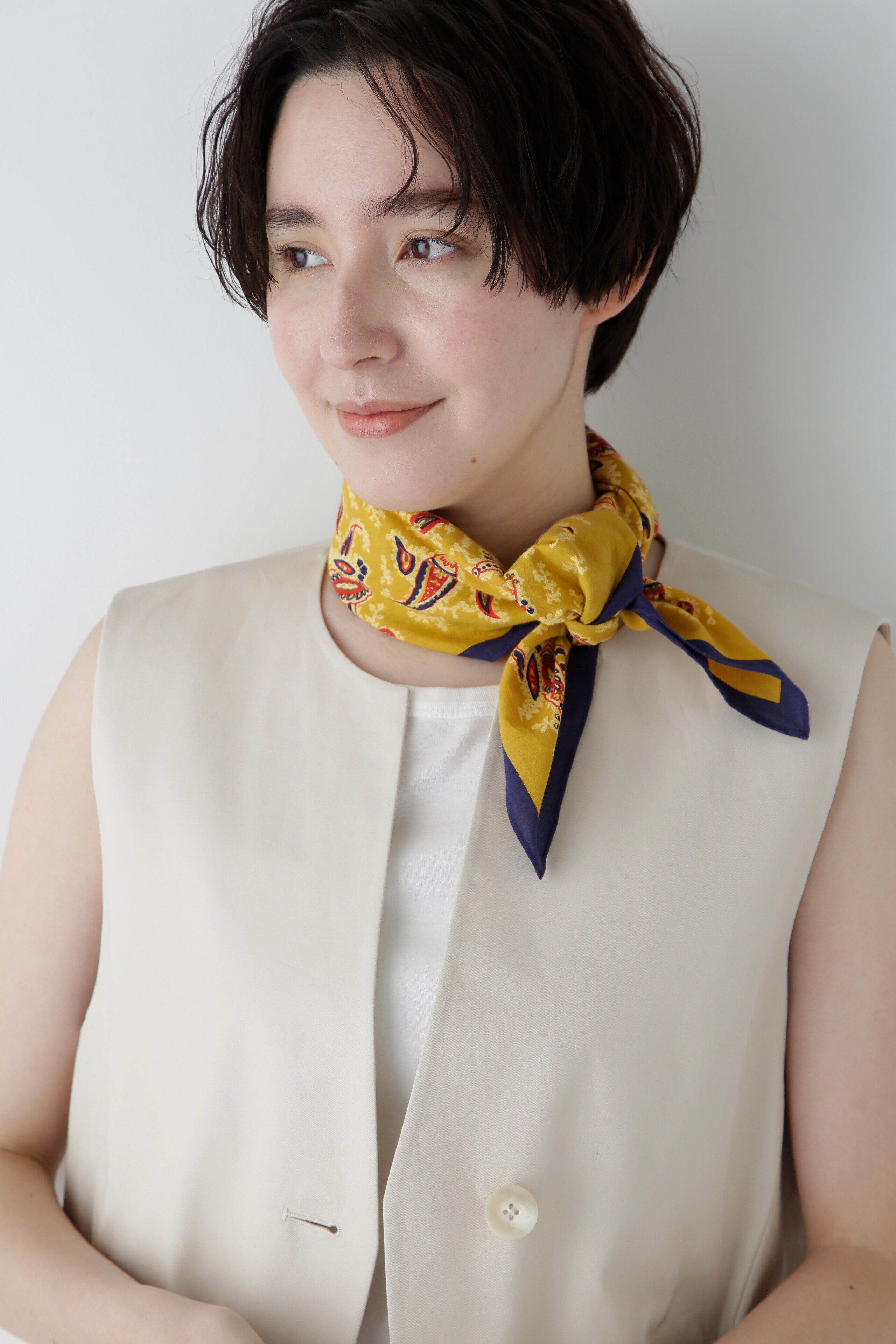  「◆ペイズリープリントスカーフ」|バンダナ・スカーフ|イエロー3