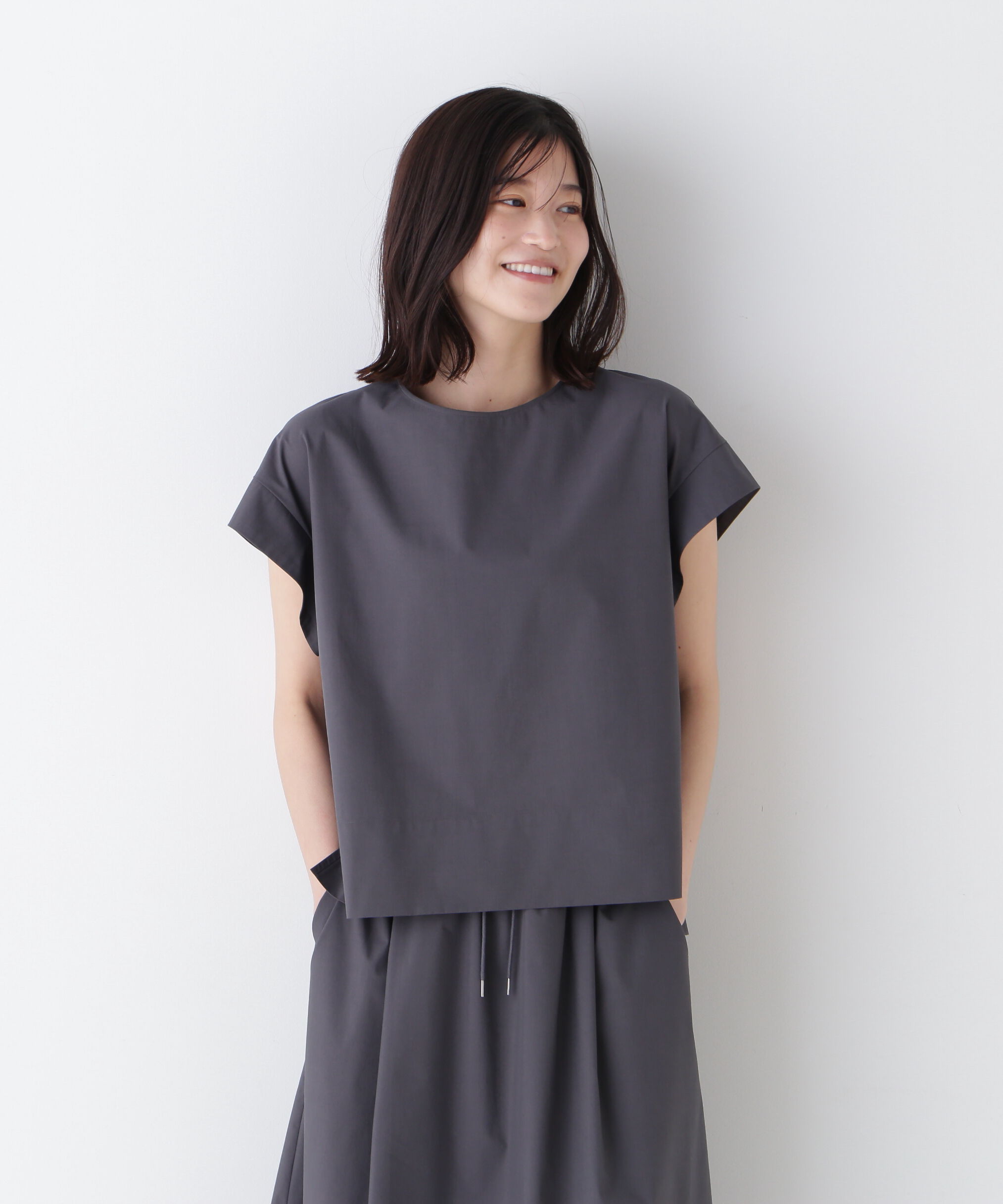  「◆ｺｯﾄﾝﾎﾟﾘｴｽﾃﾙｳｪｻﾞｰｽﾄﾚｯﾁﾌﾚﾝﾁｽﾘｰﾌﾞﾌﾟ 」|シャツ・ブラウス|