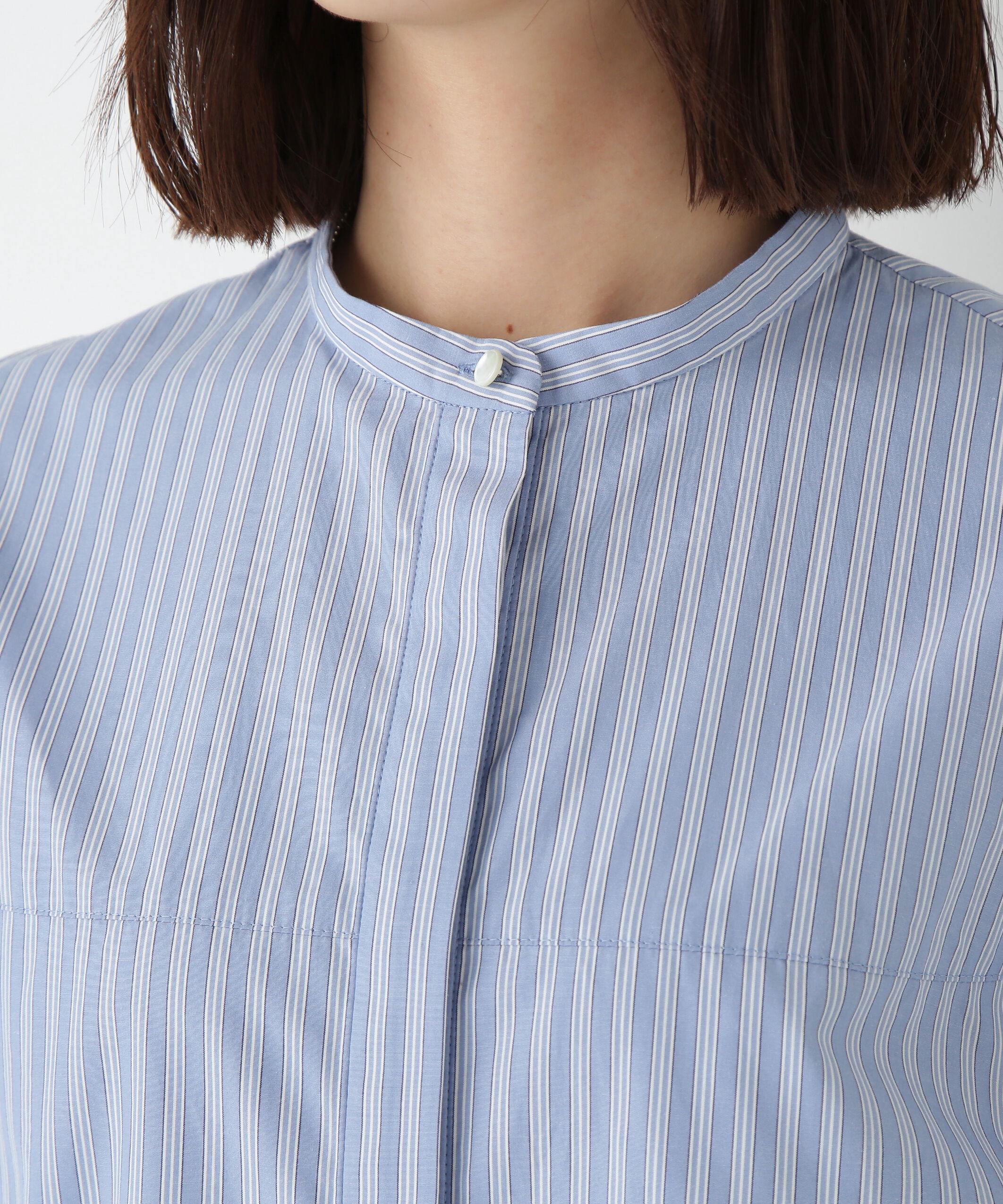  「◆ストライプローン６分袖ブラウス」|シャツ・ブラウス|