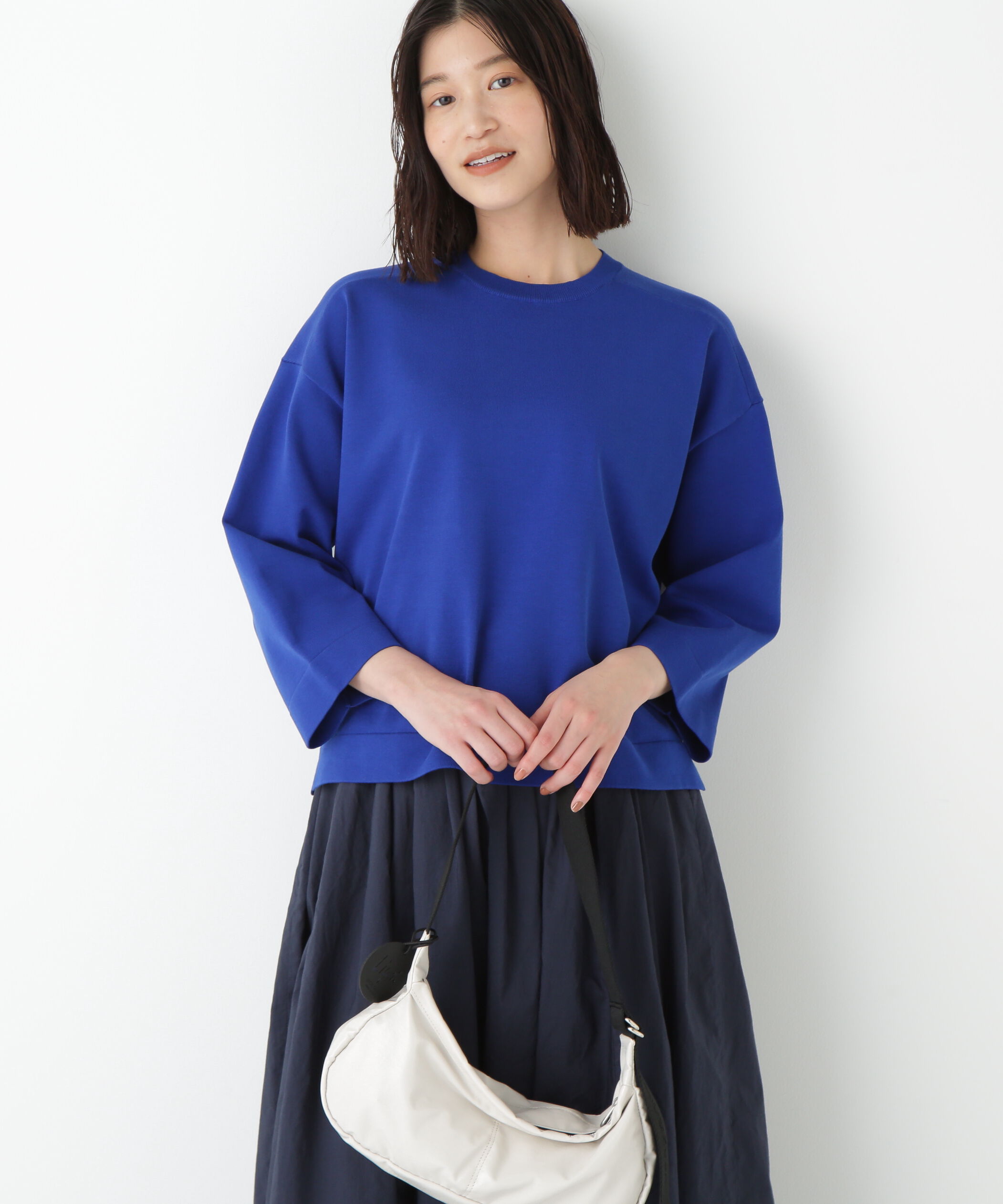  「◆オーガニックコットン混プレーティングプルオーバー」|ニット・セーター|ブルー