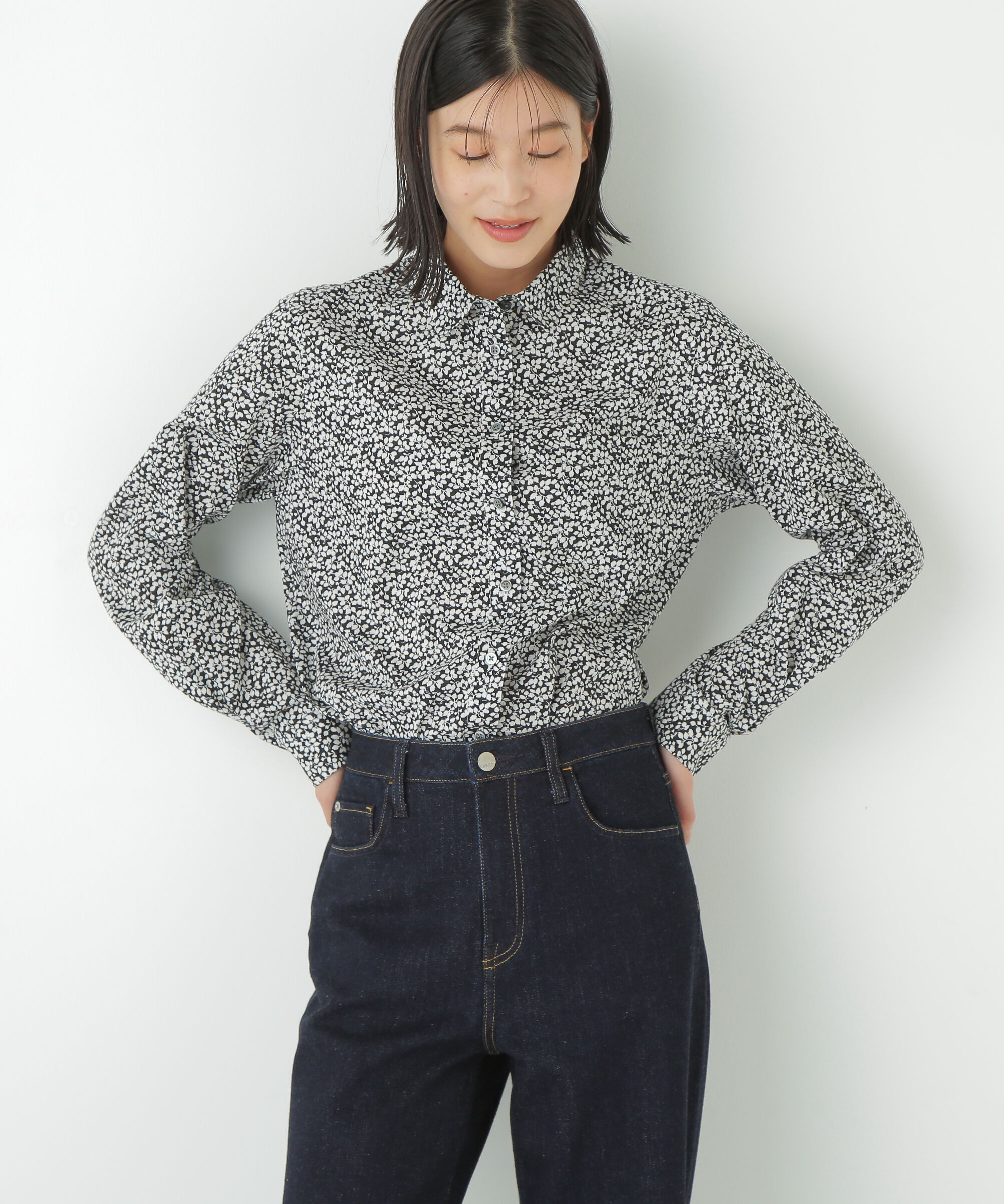  「◆リバティプリントベーシックカラーシャツ」|シャツ・ブラウス|