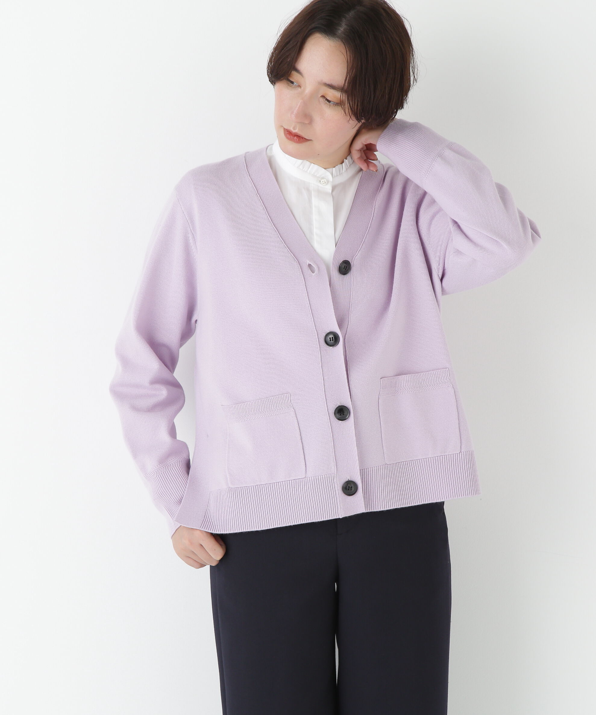  「◆ハイゲージプレーティングＶネックカーディガン」|ニット・セーター|