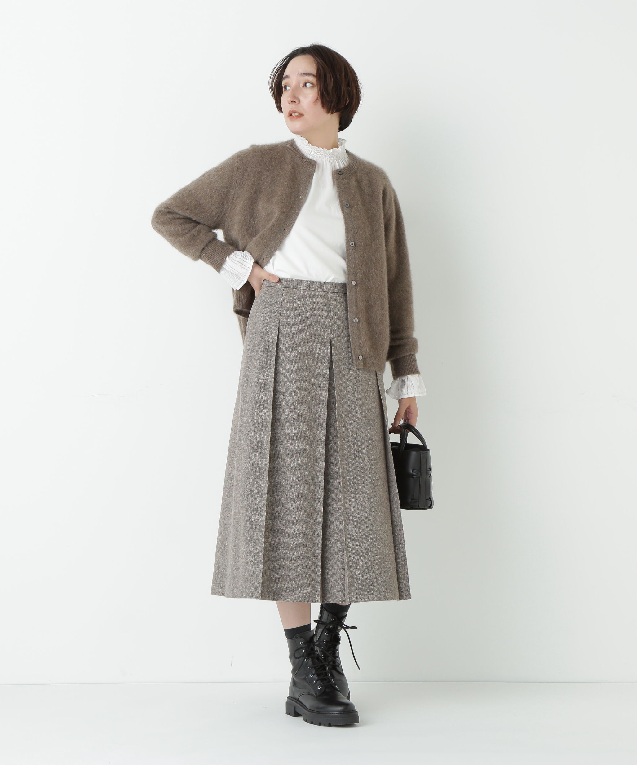  「ヘリンボーンツィードタックスカート」|スカート|