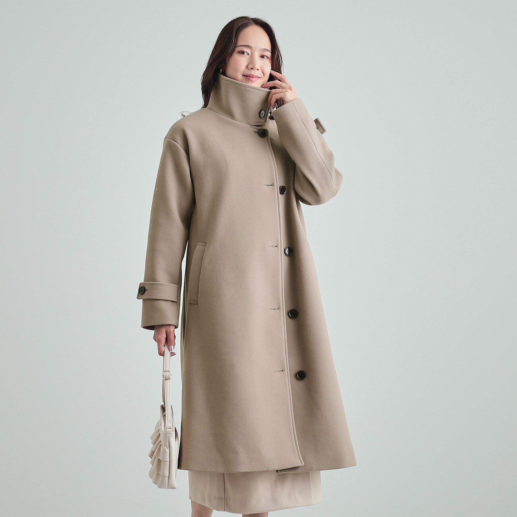 SHOO･LA･RUE「大人のお出かけスタイルに あったかウール調 スタンドカラーコート」|その他|