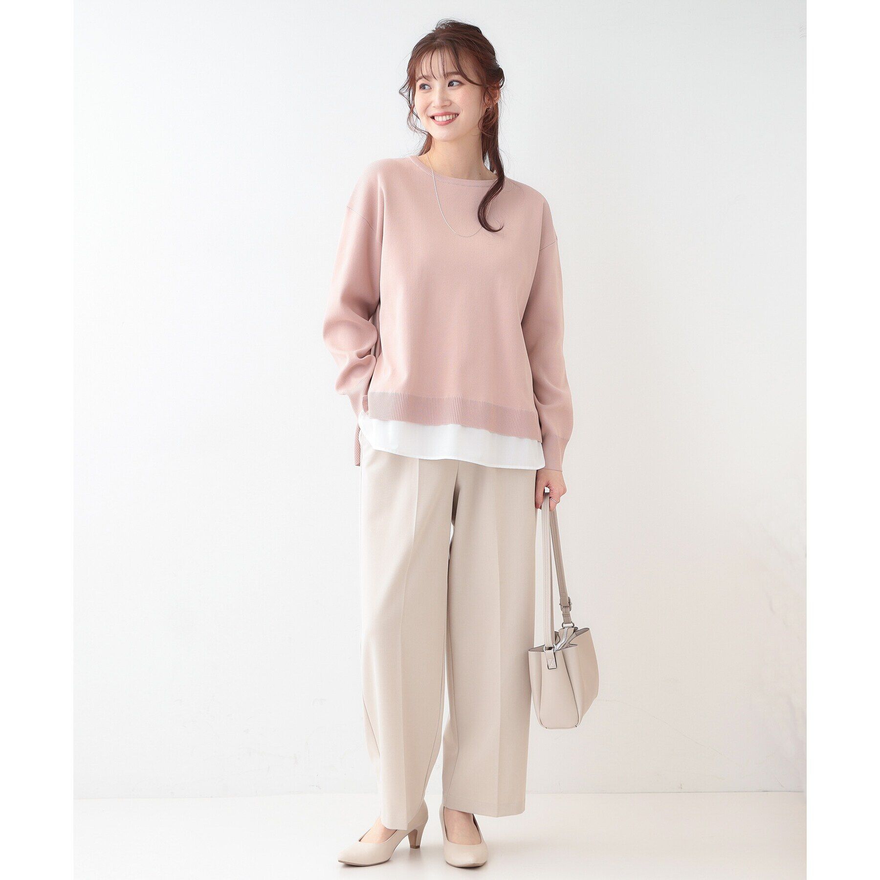 SHOO･LA･RUE「【洗える】一枚で簡単こなれ見え スポンディッシュ 裾レイヤード風ニット」|ニット・セーター|