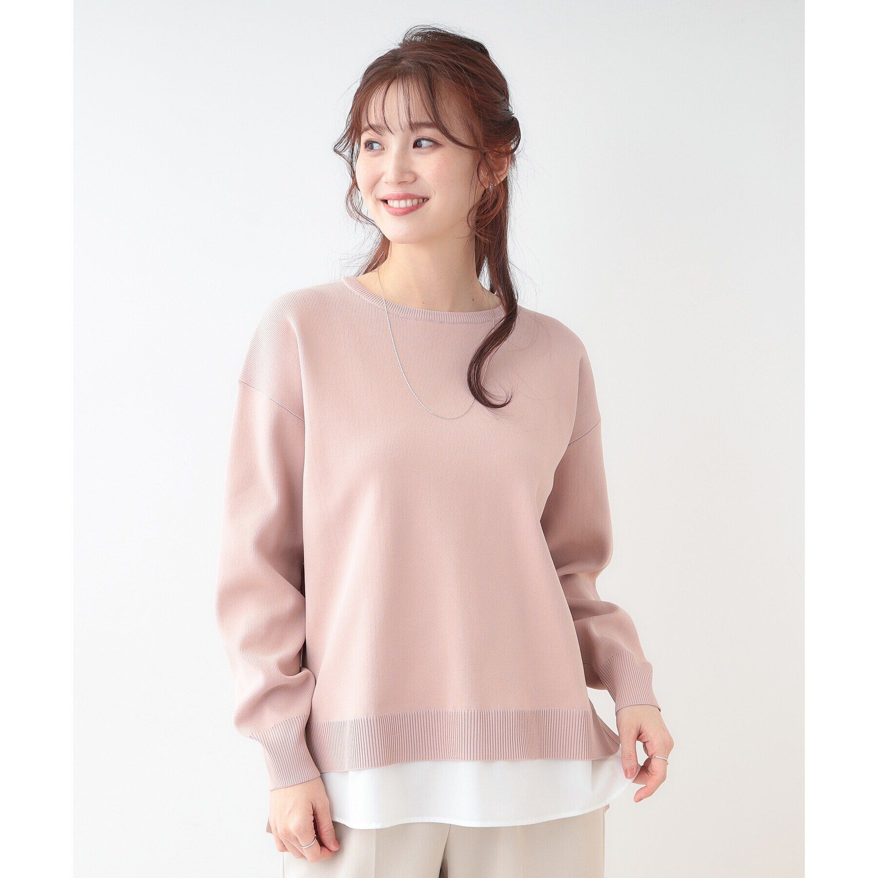 SHOO･LA･RUE「【洗える】一枚で簡単こなれ見え スポンディッシュ 裾レイヤード風ニット」|ニット・セーター|