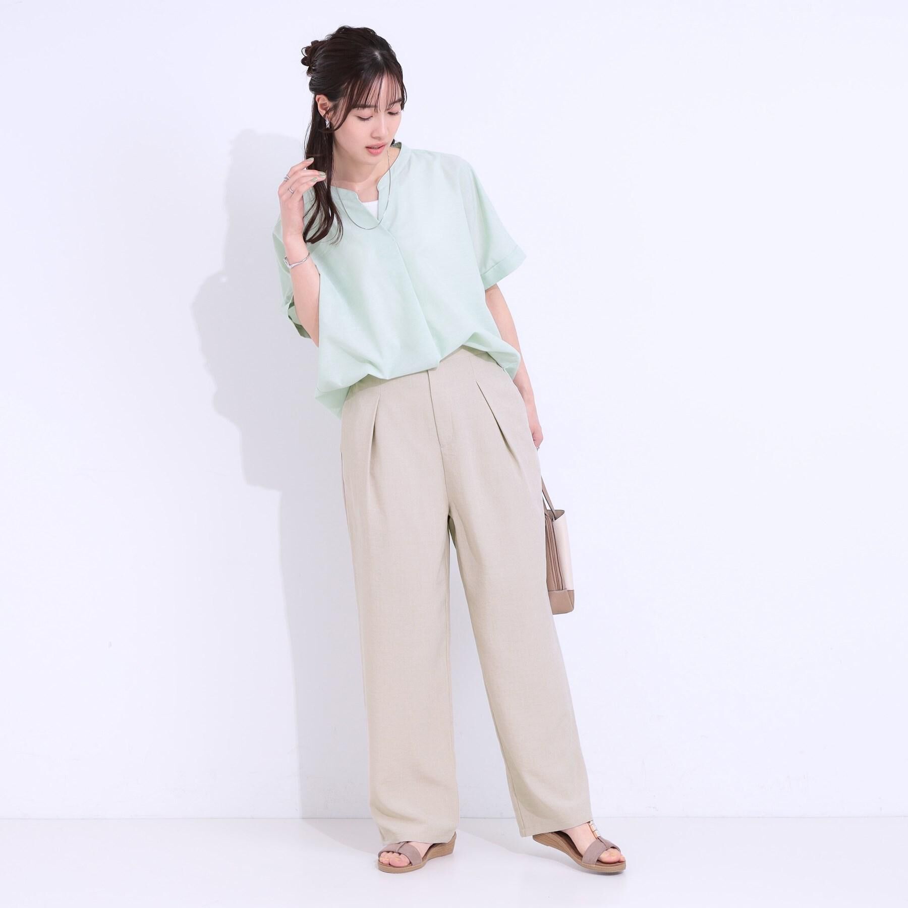 SHOO･LA･RUE「【高レビュー/洗える/UV/吸水速乾】洗濯後しわになりにくいリネンブレンドドルマンシャツ」|シャツ・ブラウス|