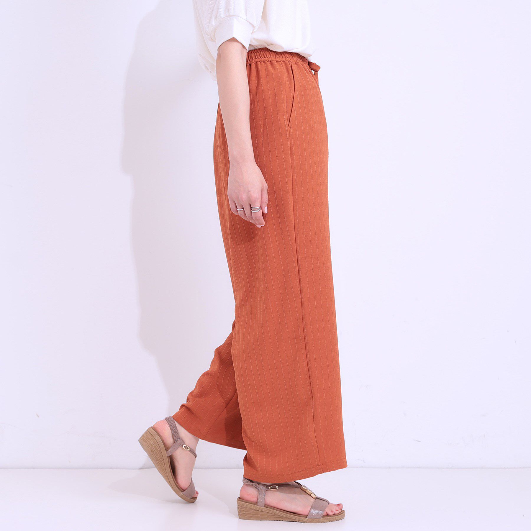 SHOO･LA･RUE「【着丈選べる/ひんやり】ストライプ見えイージーワイドパンツ」|その他|