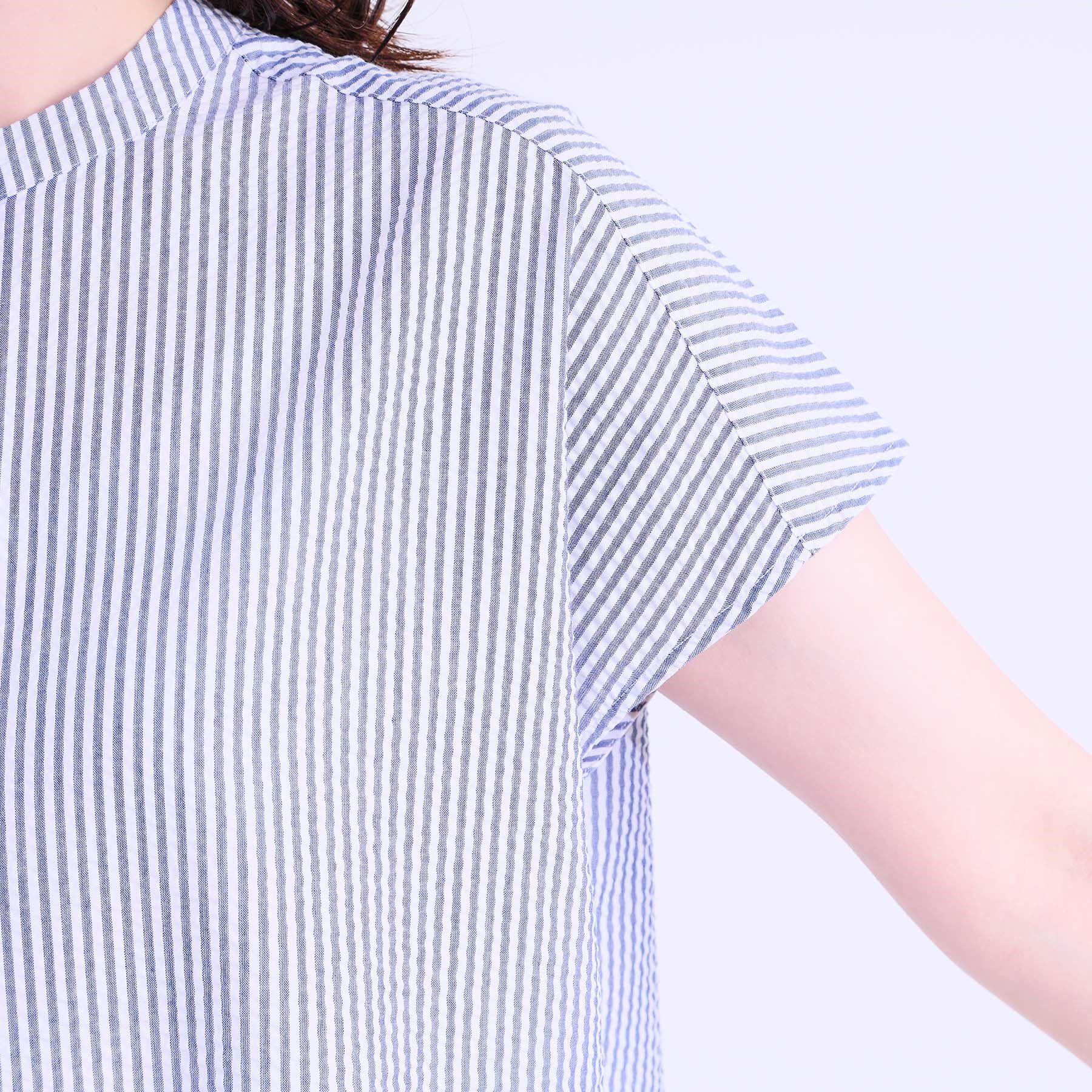 SHOO･LA･RUE「【洗える/S-LL】涼やかで好印象 サッカーブラウス」|シャツ・ブラウス|