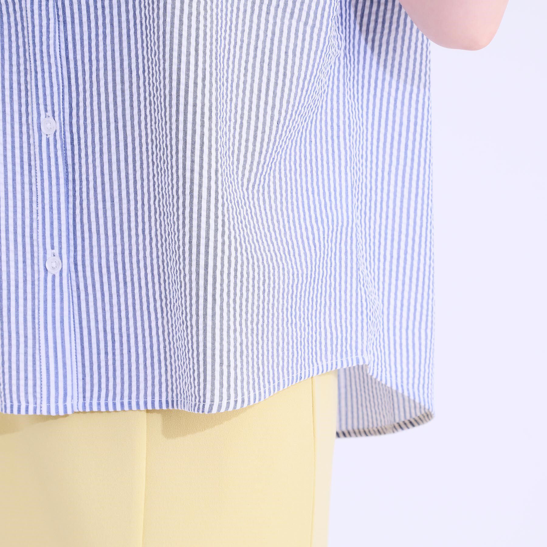 SHOO･LA･RUE「【洗える/S-LL】涼やかで好印象 サッカーブラウス」|シャツ・ブラウス|