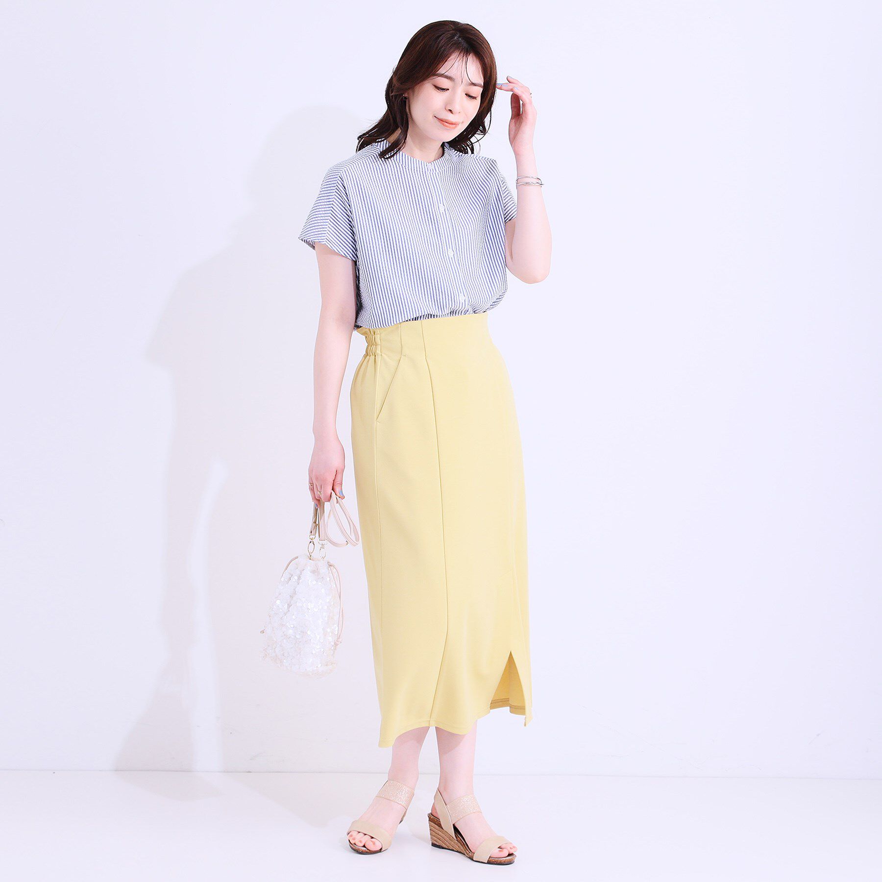 SHOO･LA･RUE「【洗える/S-LL】涼やかで好印象 サッカーブラウス」|シャツ・ブラウス|