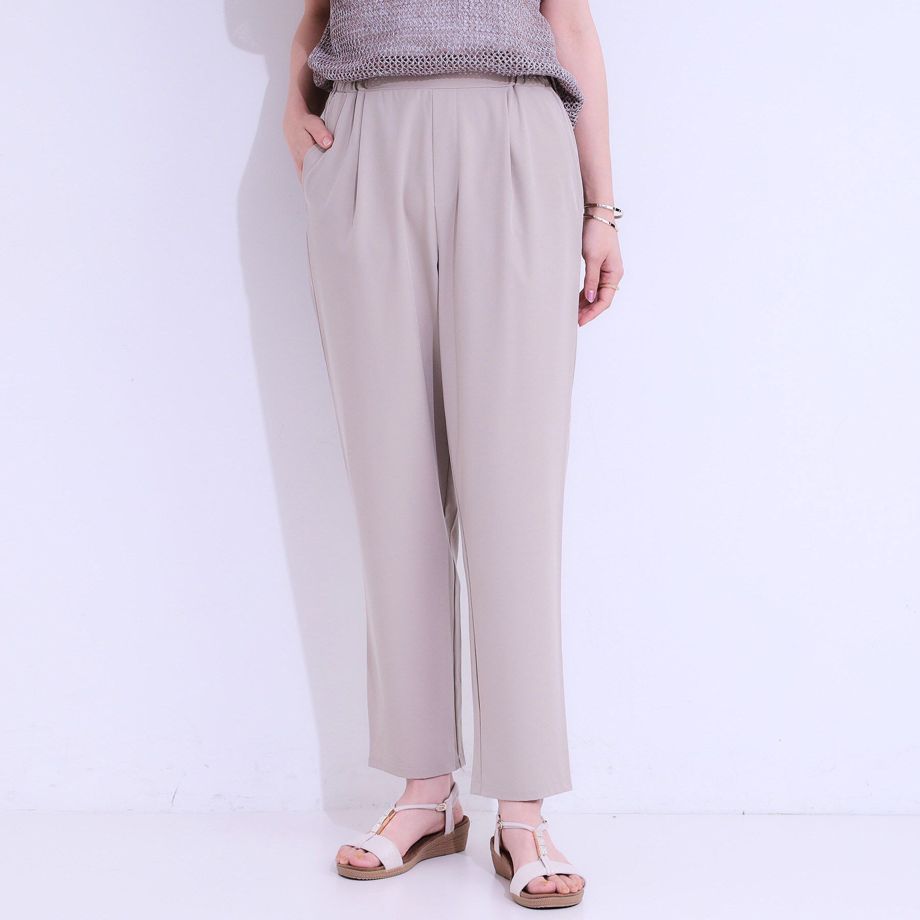 SHOO･LA･RUE「【SS-3L/ひんやり/吸水速乾/UV】軽量でさらりと穿ける テーパードパンツ」|その他|