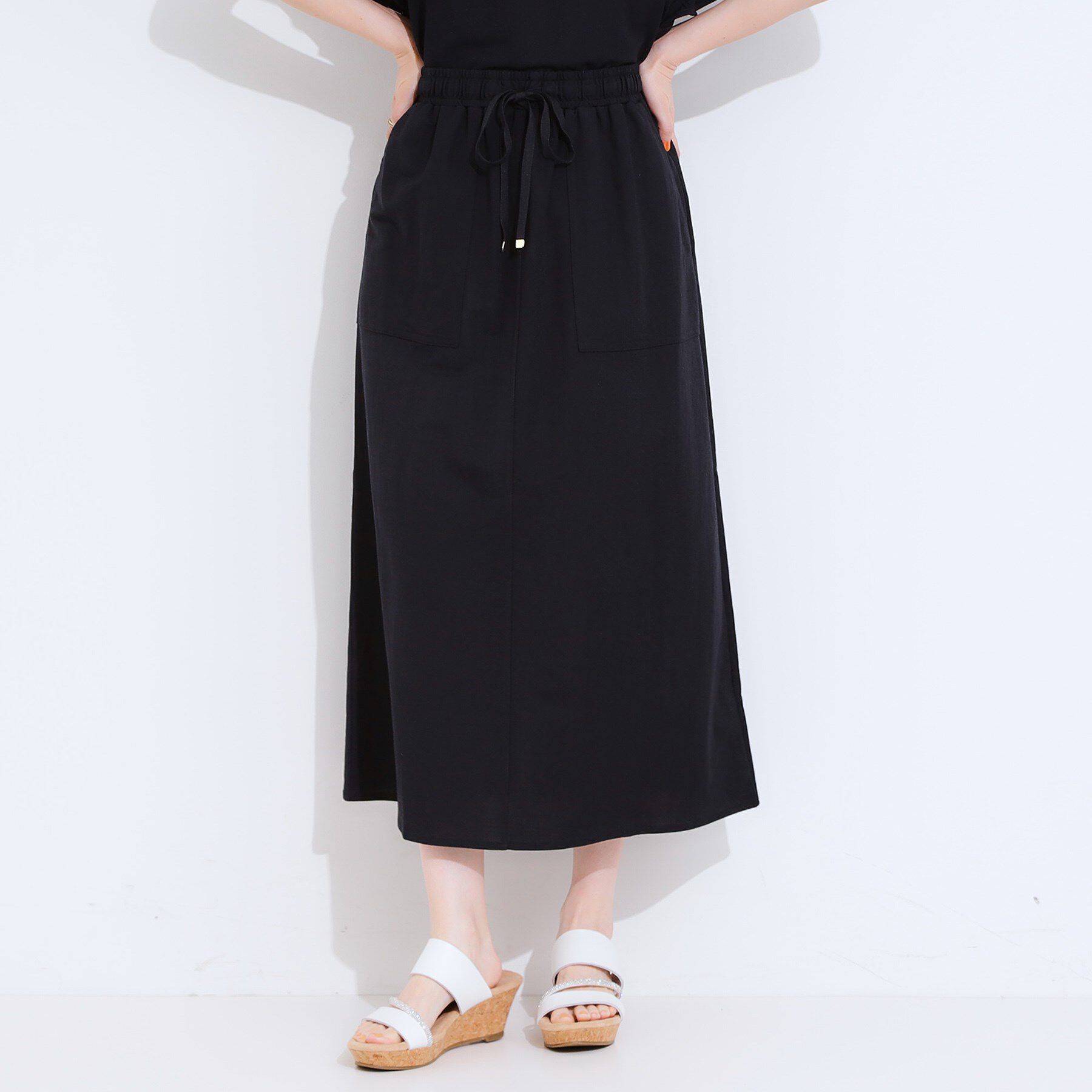 SHOO･LA･RUE「【セットアップ可/ひんやり】大人カジュアルに ベイカー風デザインスカート」|スカート|