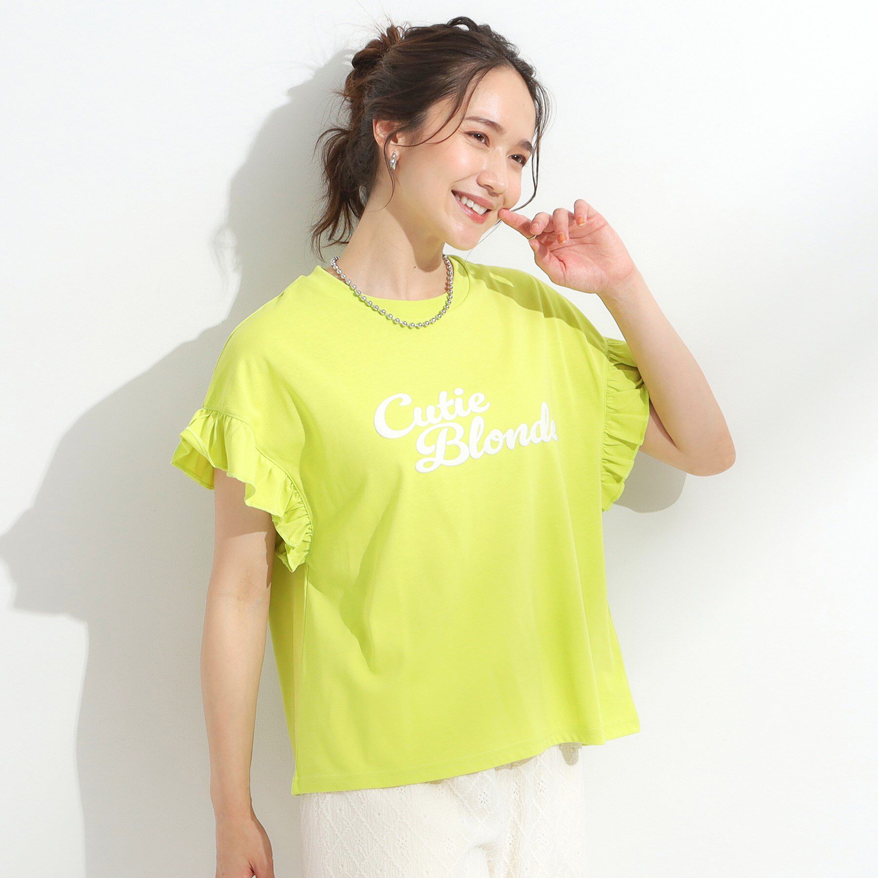 SHOO･LA･RUE「【S-LL/汗ジミ軽減/ひんやり/UVカット】フリルTシャツ」|Tシャツ・カットソー|