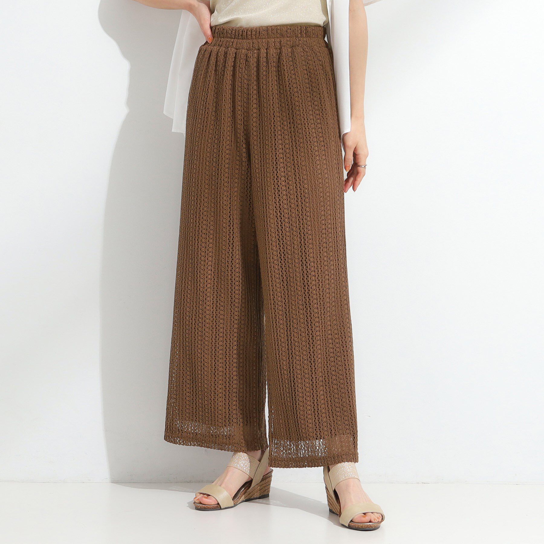 SHOO･LA･RUE「【S-LL】クロシェ風レースイージーワイドパンツ」|その他|