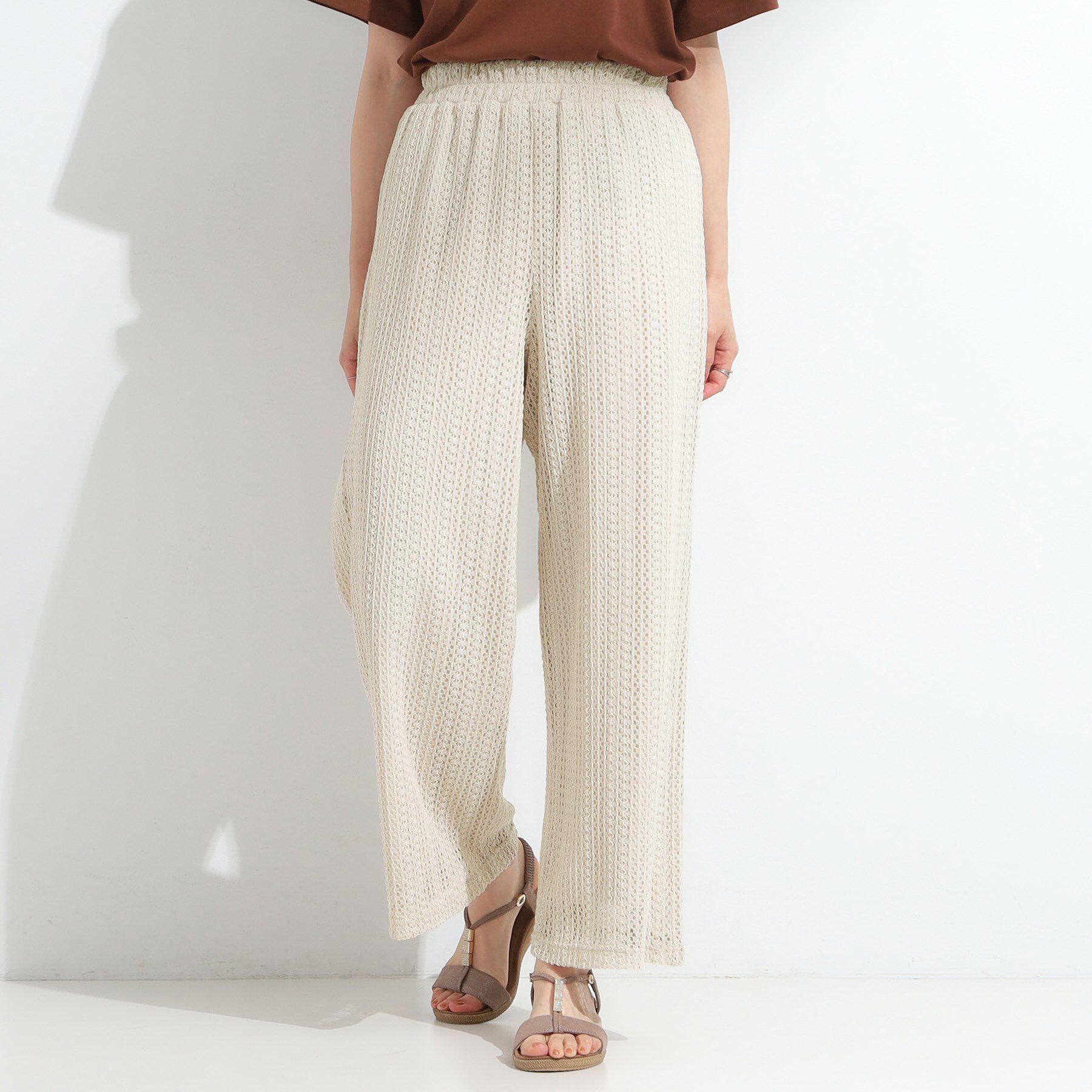 SHOO･LA･RUE「【S-LL】クロシェ風レースイージーワイドパンツ」|その他|