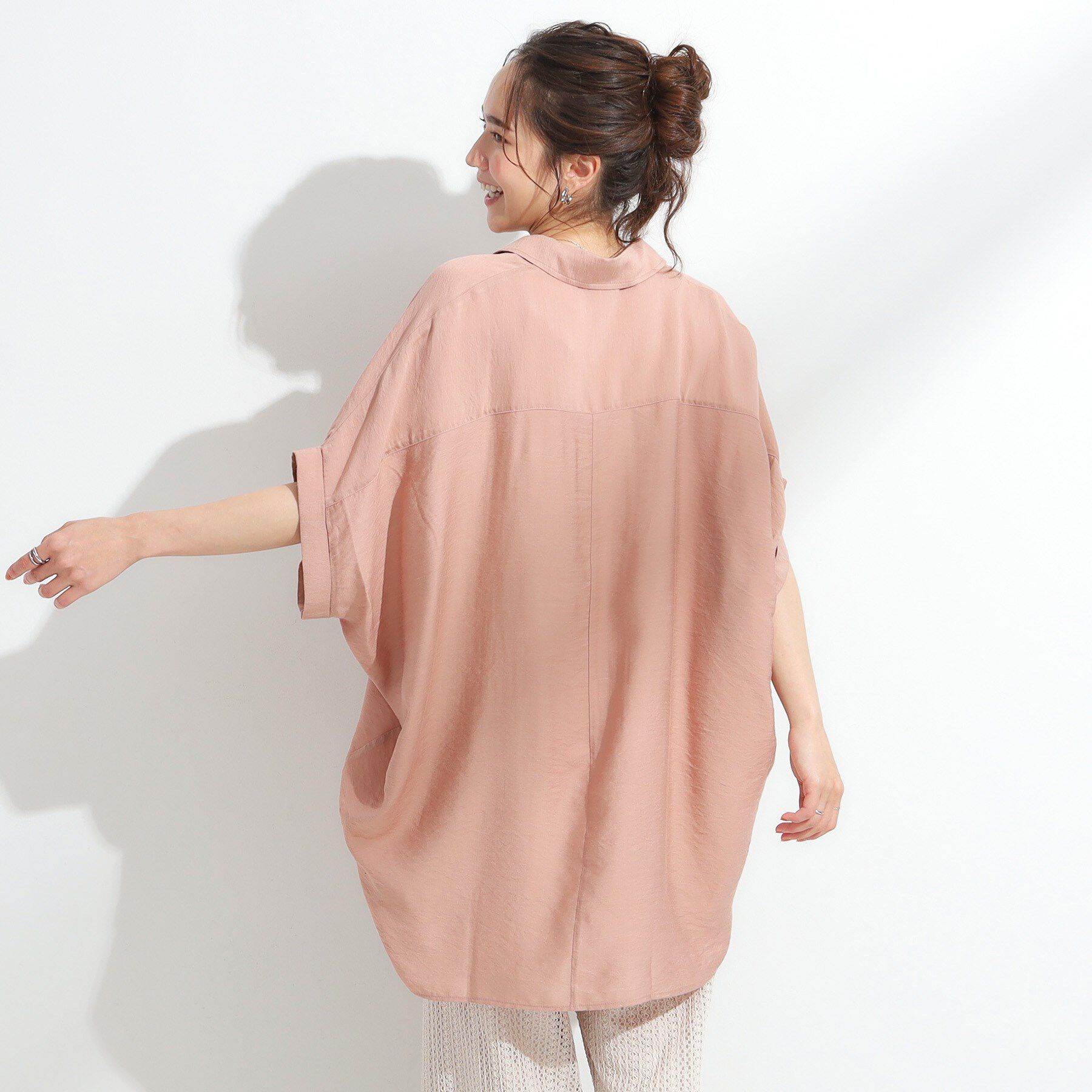 SHOO･LA･RUE「【ひんやり/S-LL】すっきりきれいに体型カバー コクーンシルエットワンピース」|チュニック|