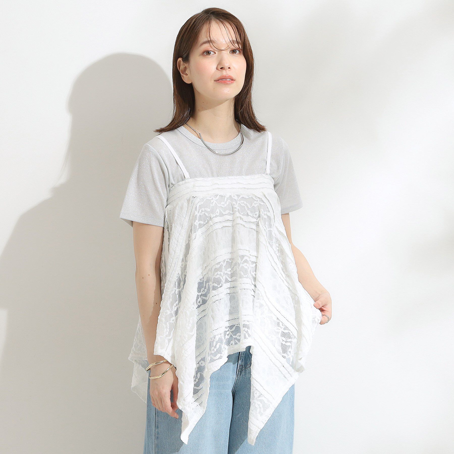 SHOO･LA･RUE「【2WAY】スカートにもなる イレヘム レースビスチェ」|キャミソール|