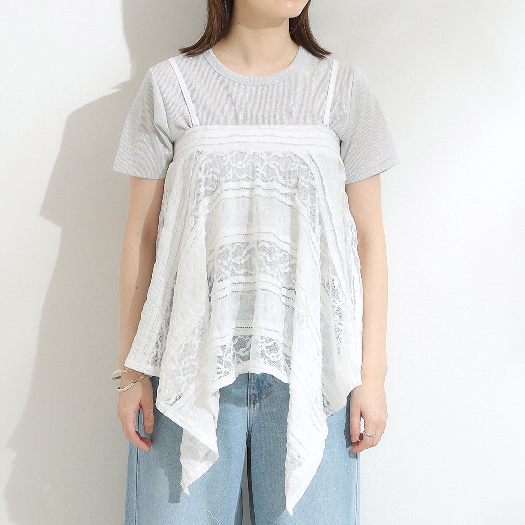 SHOO･LA･RUE「【2WAY】スカートにもなる イレヘム レースビスチェ」|キャミソール|