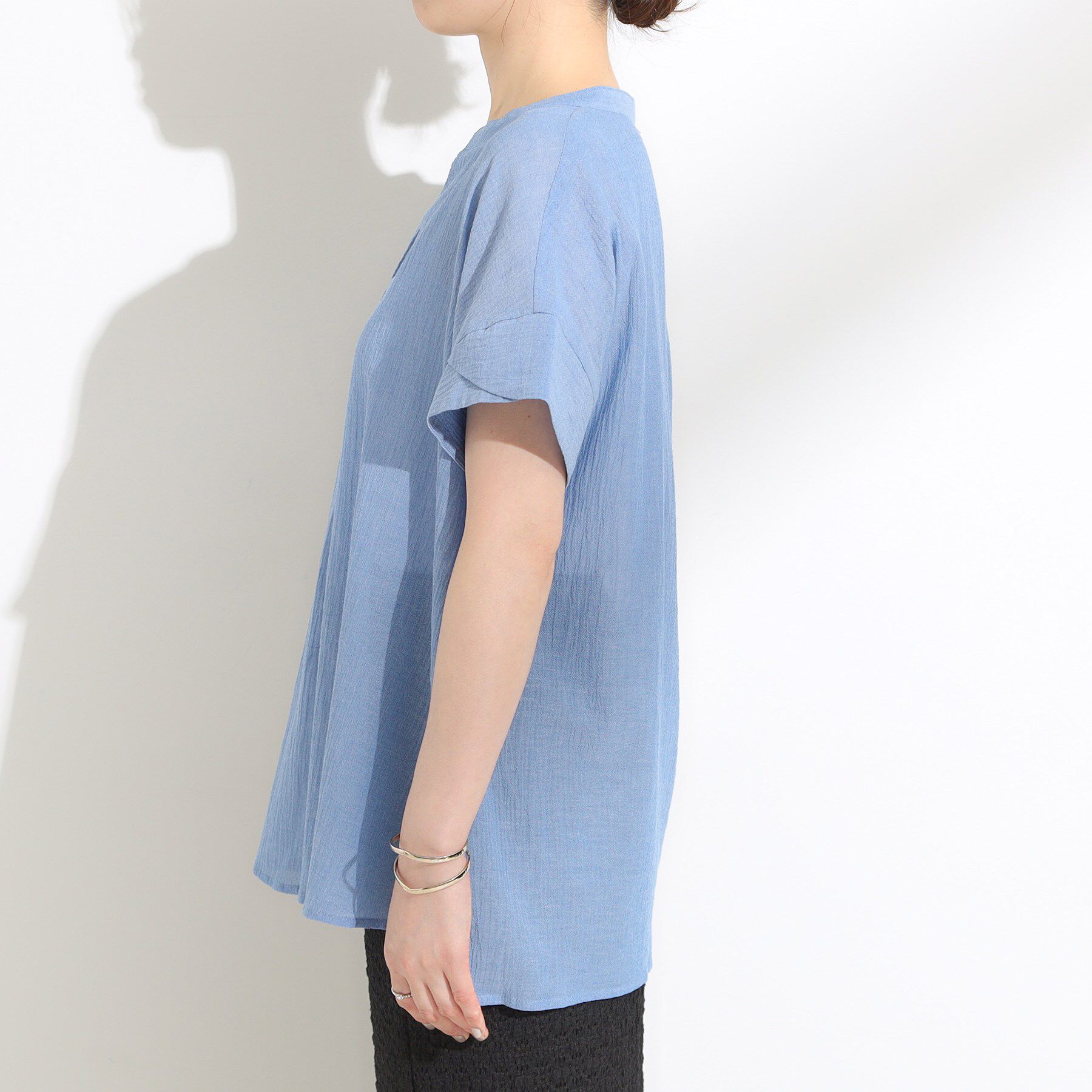 SHOO･LA･RUE「【S-LL】きれいに体型カバー さらシャリコットン スキッパーシャツ」|シャツ・ブラウス|