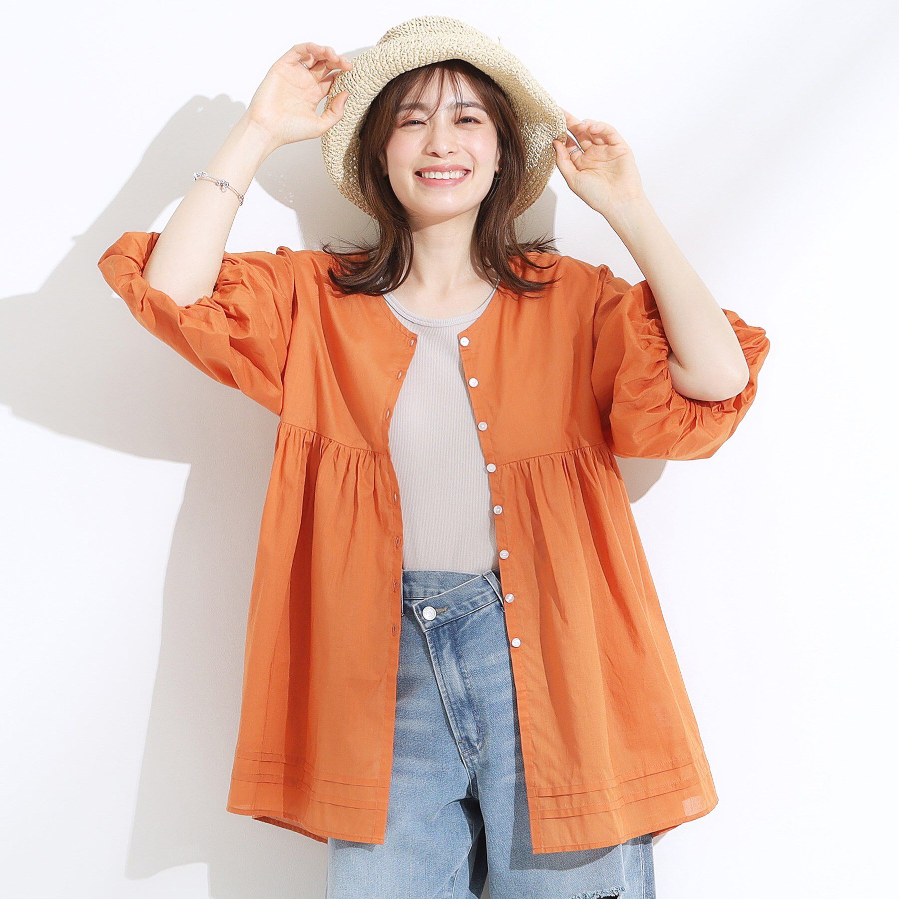 SHOO･LA･RUE「【S-LL】一枚で着映え バルーンスリーブブラウス」|シャツ・ブラウス|