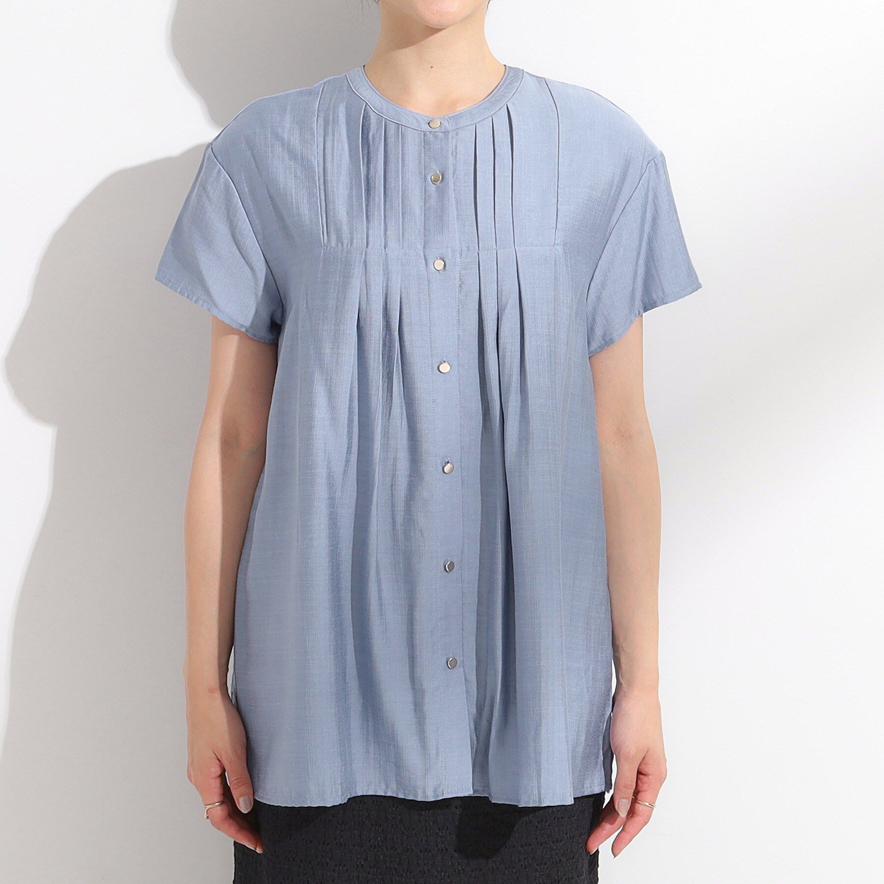 SHOO･LA･RUE「【S-LL/ひんやり】インせず決まる タックプリーツシャツ」|シャツ・ブラウス|