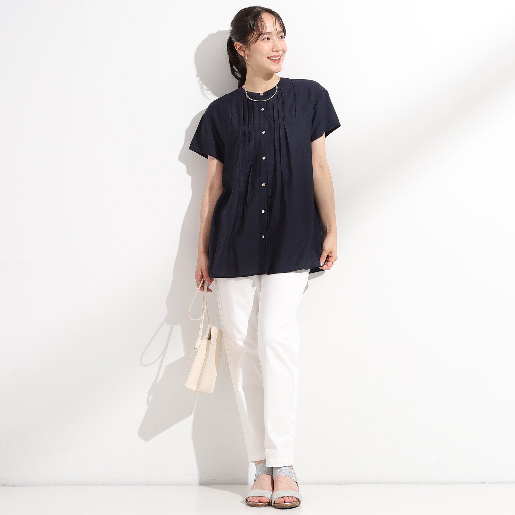 SHOO･LA･RUE「【S-LL/ひんやり】インせず決まる タックプリーツシャツ」|シャツ・ブラウス|