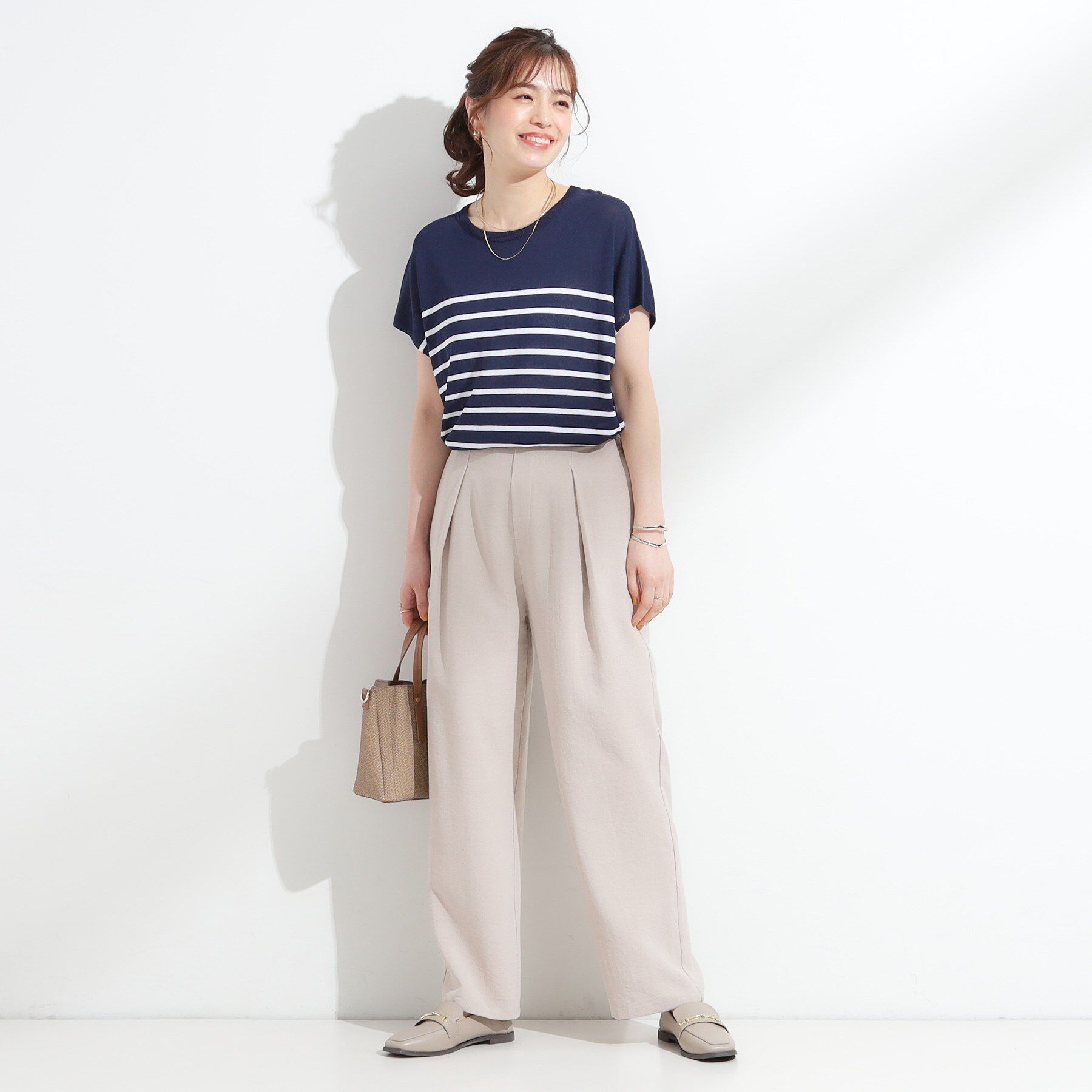 SHOO･LA･RUE「【ひんやり/S-LL】さらさらな肌触りが心地よい フレンチスリーブニット」|ニット・セーター|