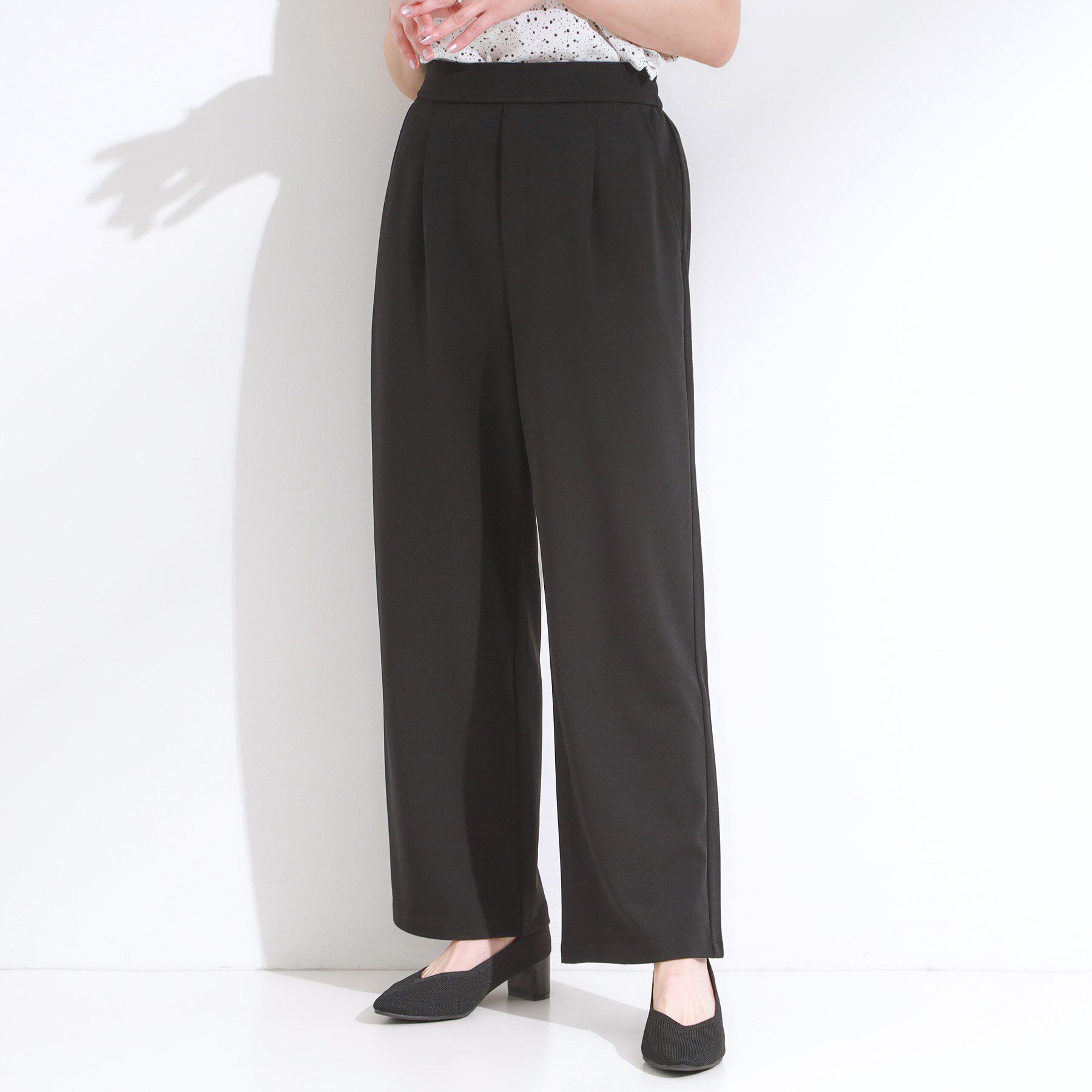 SHOO･LA･RUE「【S-LL/ストレッチ】脚のラインを拾いにくい スマートワイドパンツ」|その他|