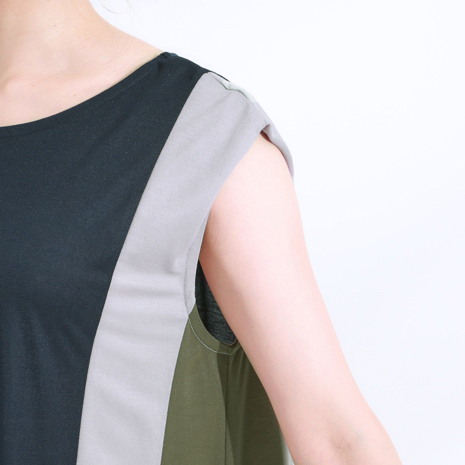 SHOO･LA･RUE「【S-LL/ひんやり】全身すっきり見えが楽に叶う サイド切替 バイカラーAラインワンピース」|ワンピース|