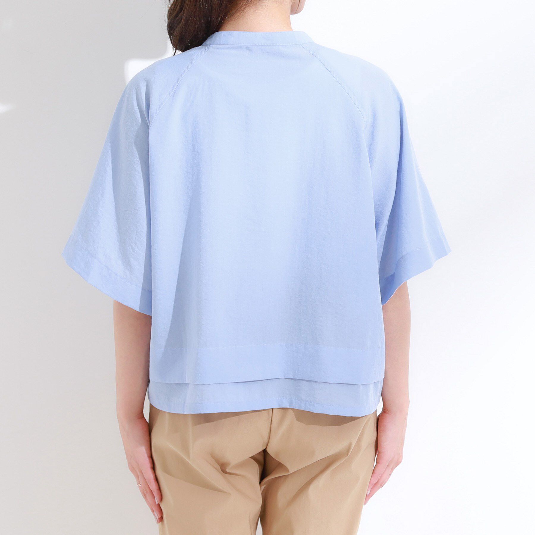 SHOO･LA･RUE「【洗濯後しわになりにくい/UV/吸水速乾】大人きれいな バンドカラーシャツ」|シャツ・ブラウス|