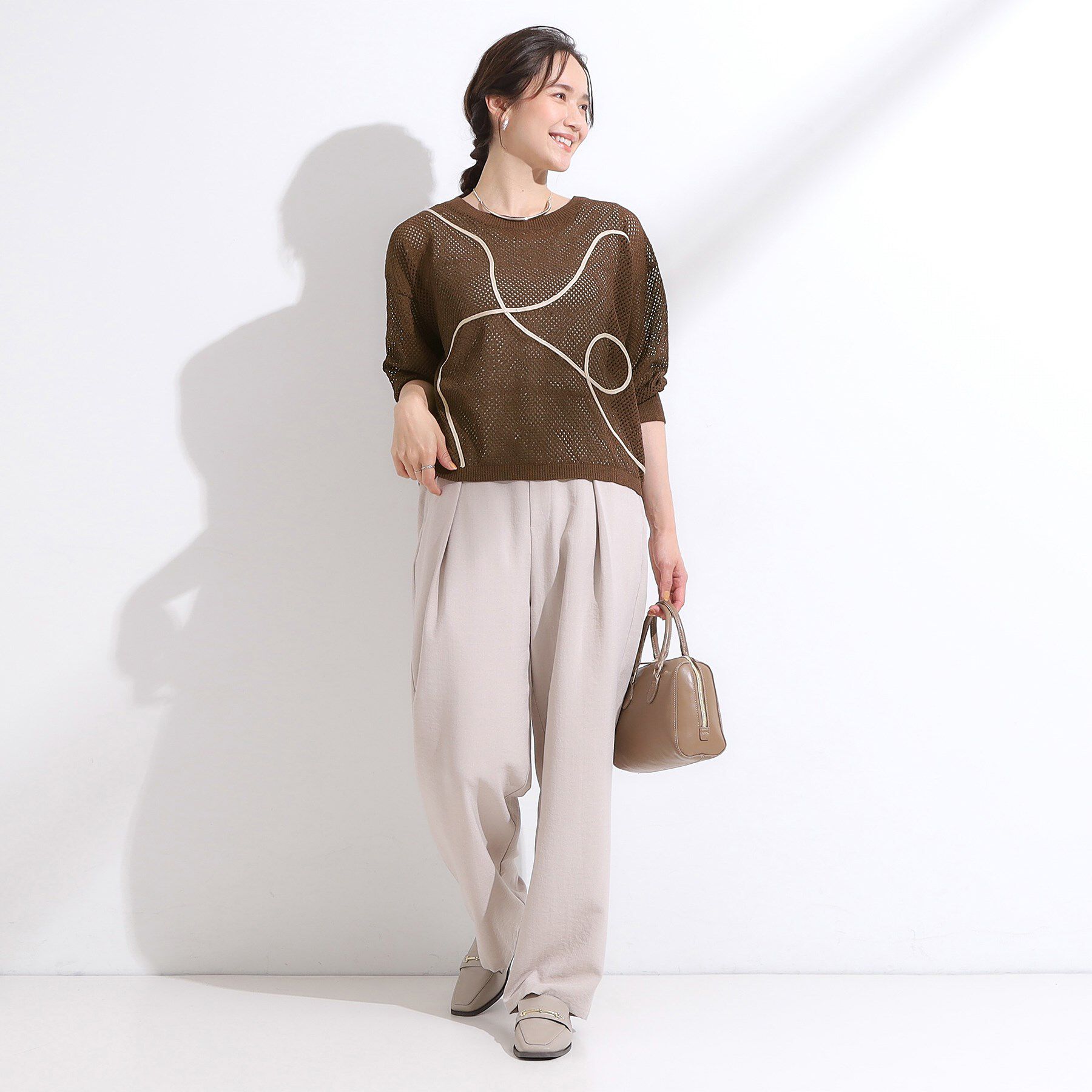 SHOO･LA･RUE「【前後2WAY/S-LL】にょろにょろ刺繍メッシュカーディガン」|カーディガン|