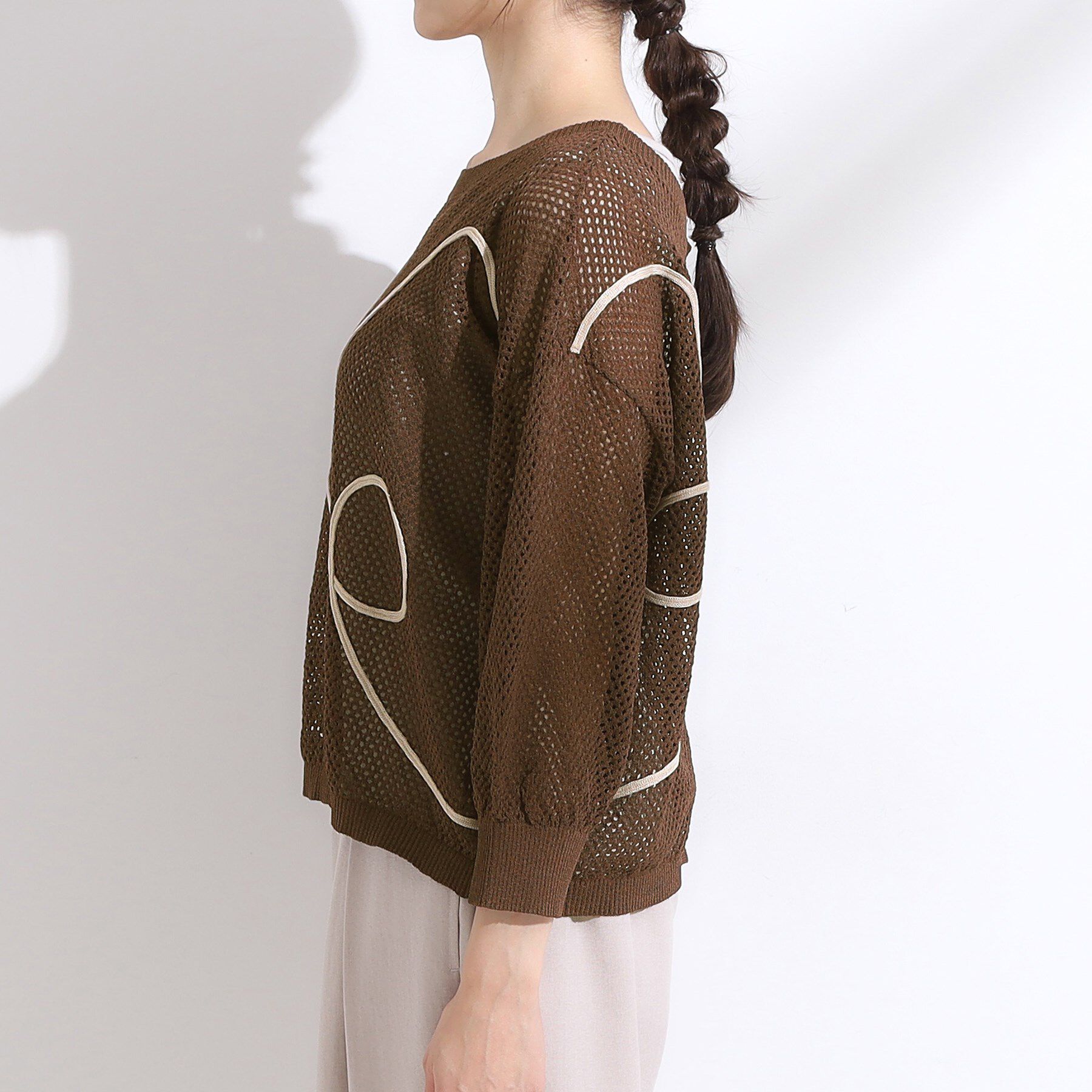 SHOO･LA･RUE「【前後2WAY/S-LL】にょろにょろ刺繍メッシュカーディガン」|カーディガン|